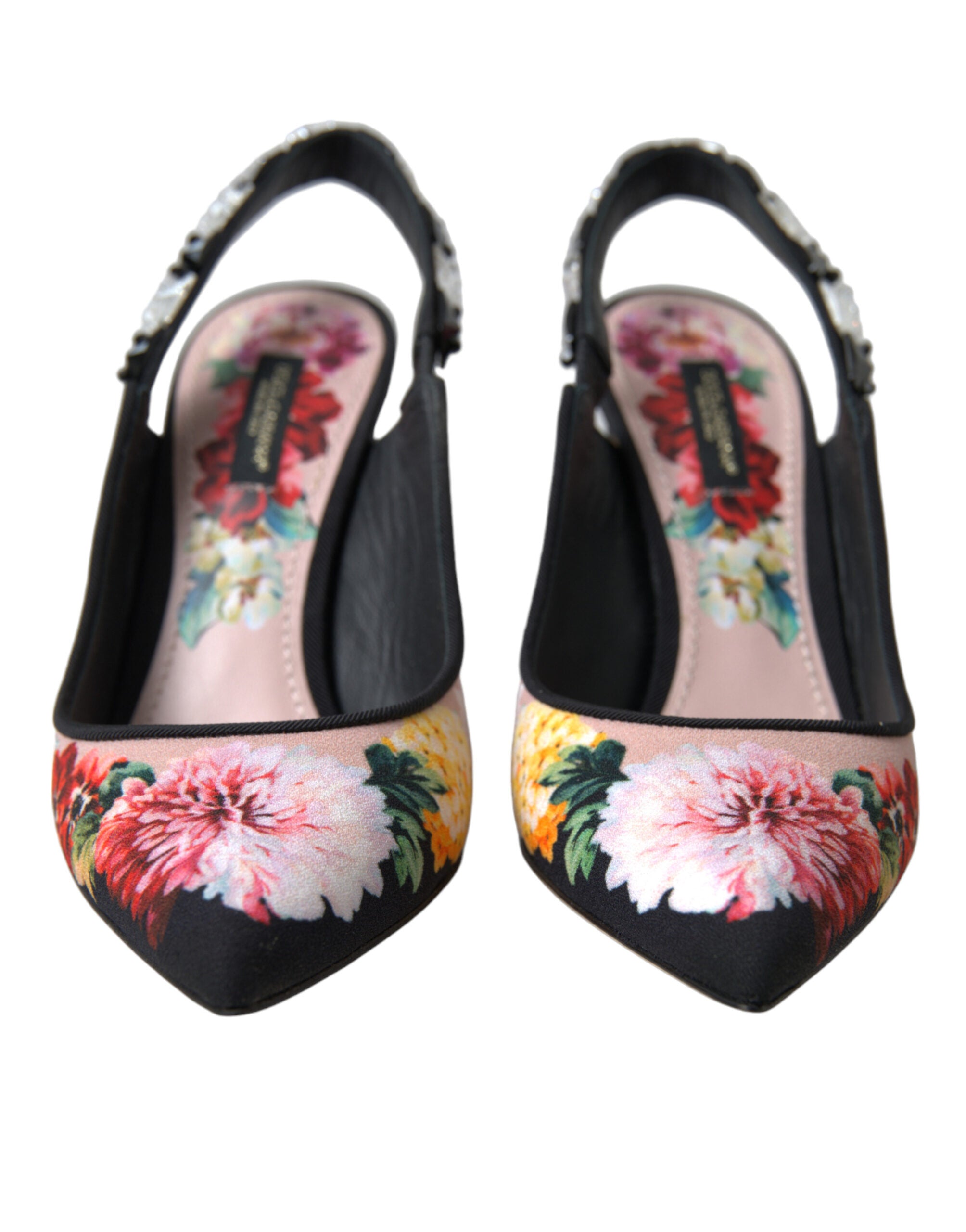 Dolce &amp; Gabbana Floral Slingback γόβες με πολυτελείς λεπτομέρειες από κρύσταλλο