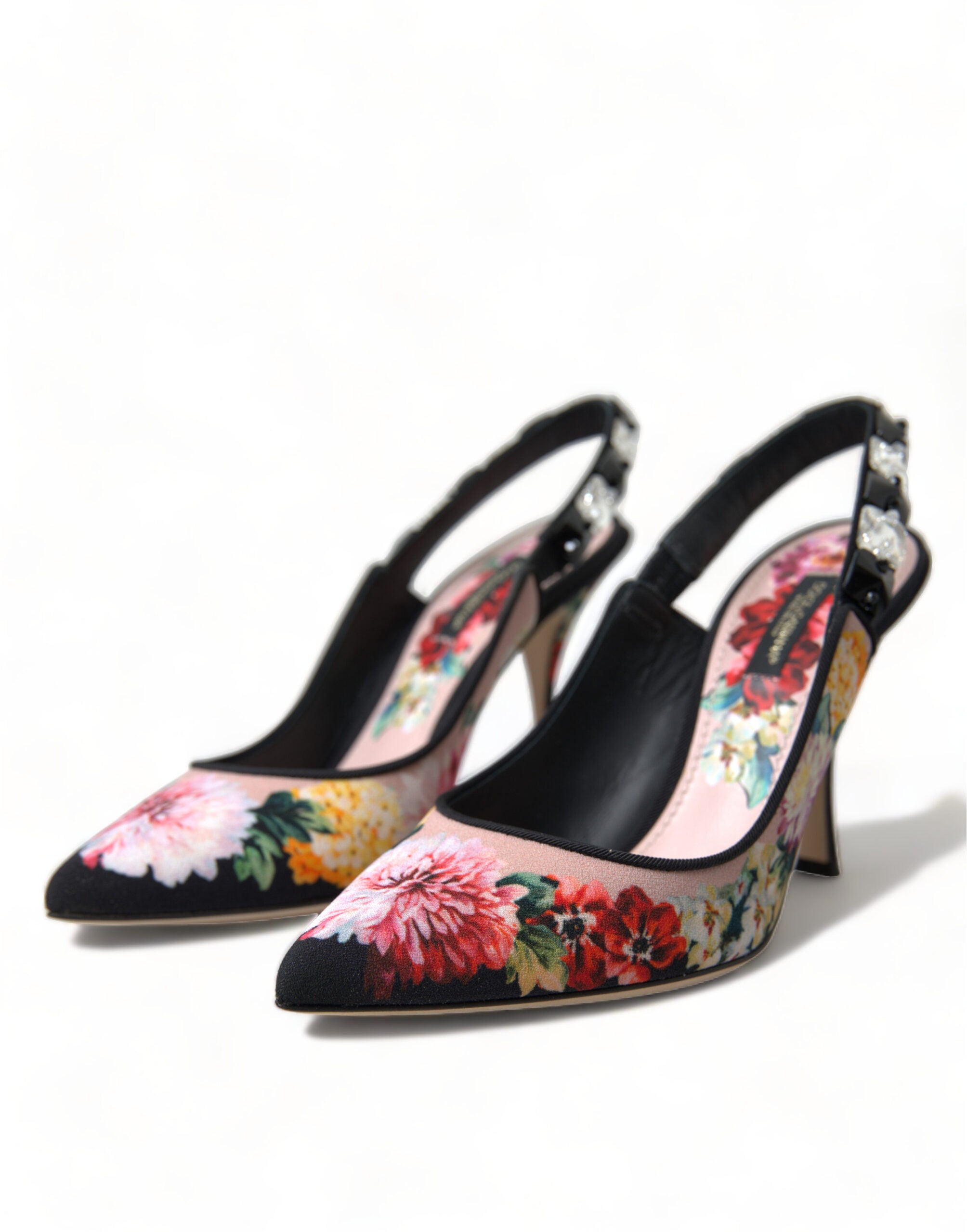 Dolce &amp; Gabbana Floral Slingback γόβες με πολυτελείς λεπτομέρειες από κρύσταλλο