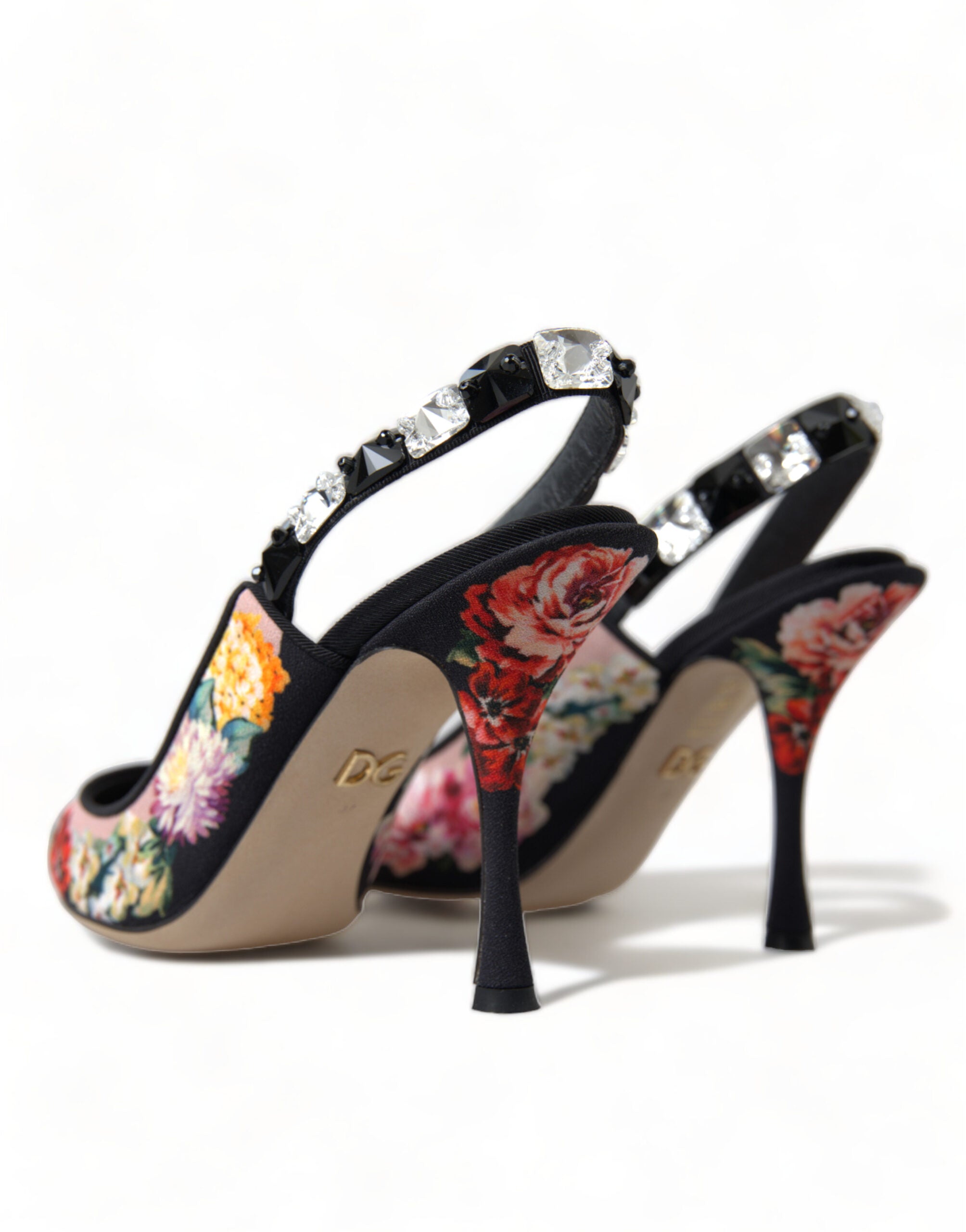 Dolce &amp; Gabbana Floral Slingback γόβες με πολυτελείς λεπτομέρειες από κρύσταλλο