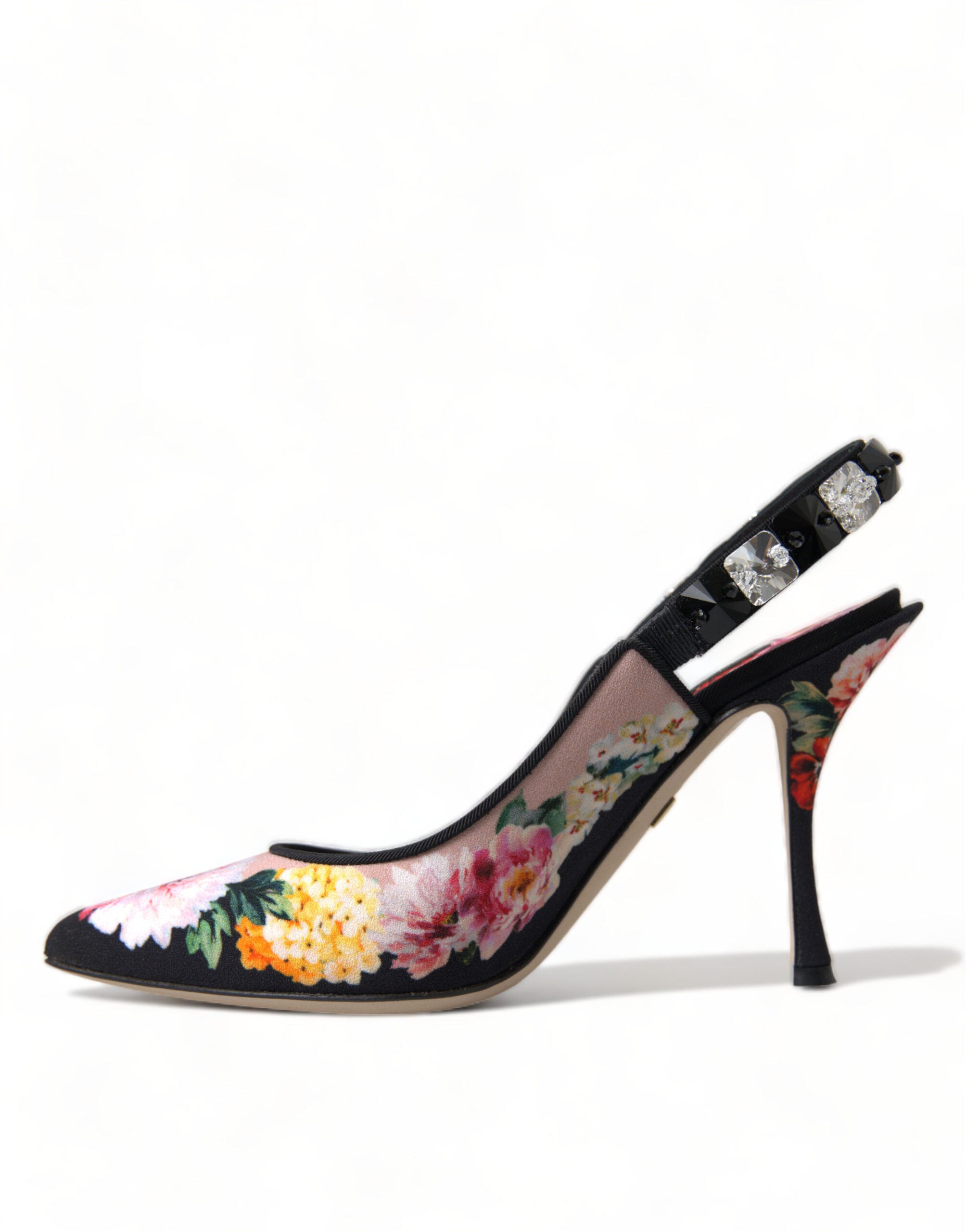 Dolce &amp; Gabbana Floral Slingback γόβες με πολυτελείς λεπτομέρειες από κρύσταλλο