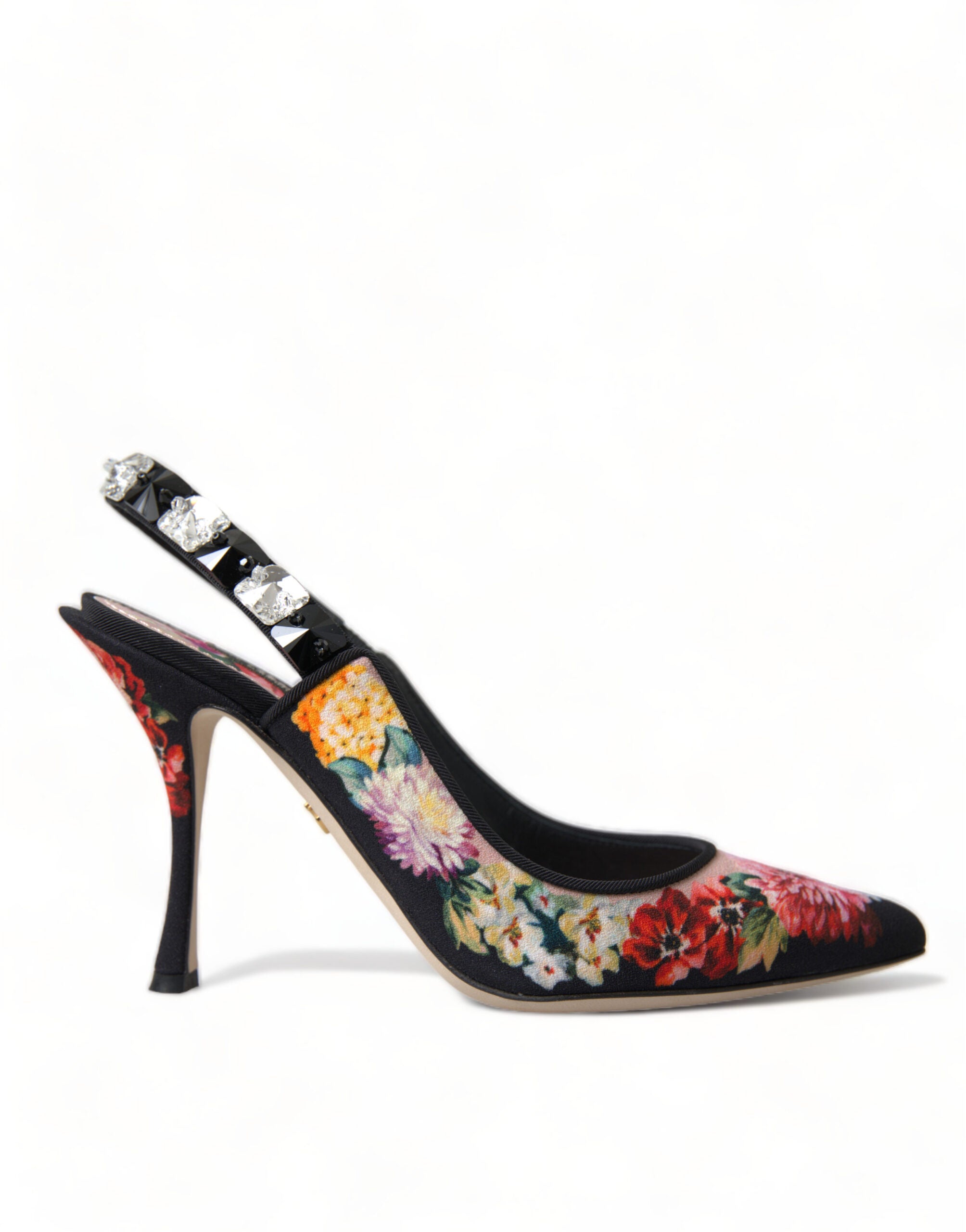 Dolce &amp; Gabbana Floral Slingback γόβες με πολυτελείς λεπτομέρειες από κρύσταλλο