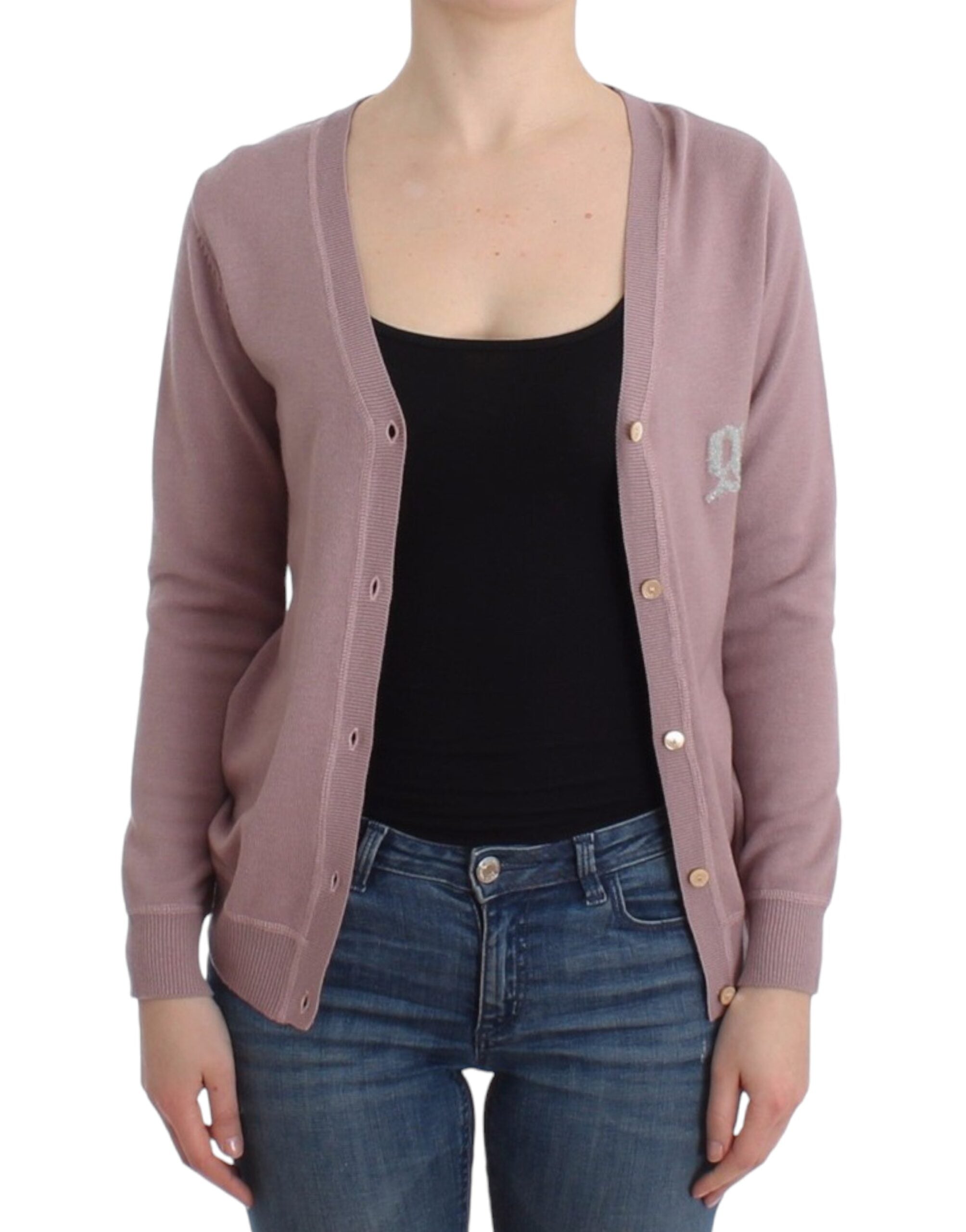 John Galliano Chic Pink V-Neck Wool Cardigan