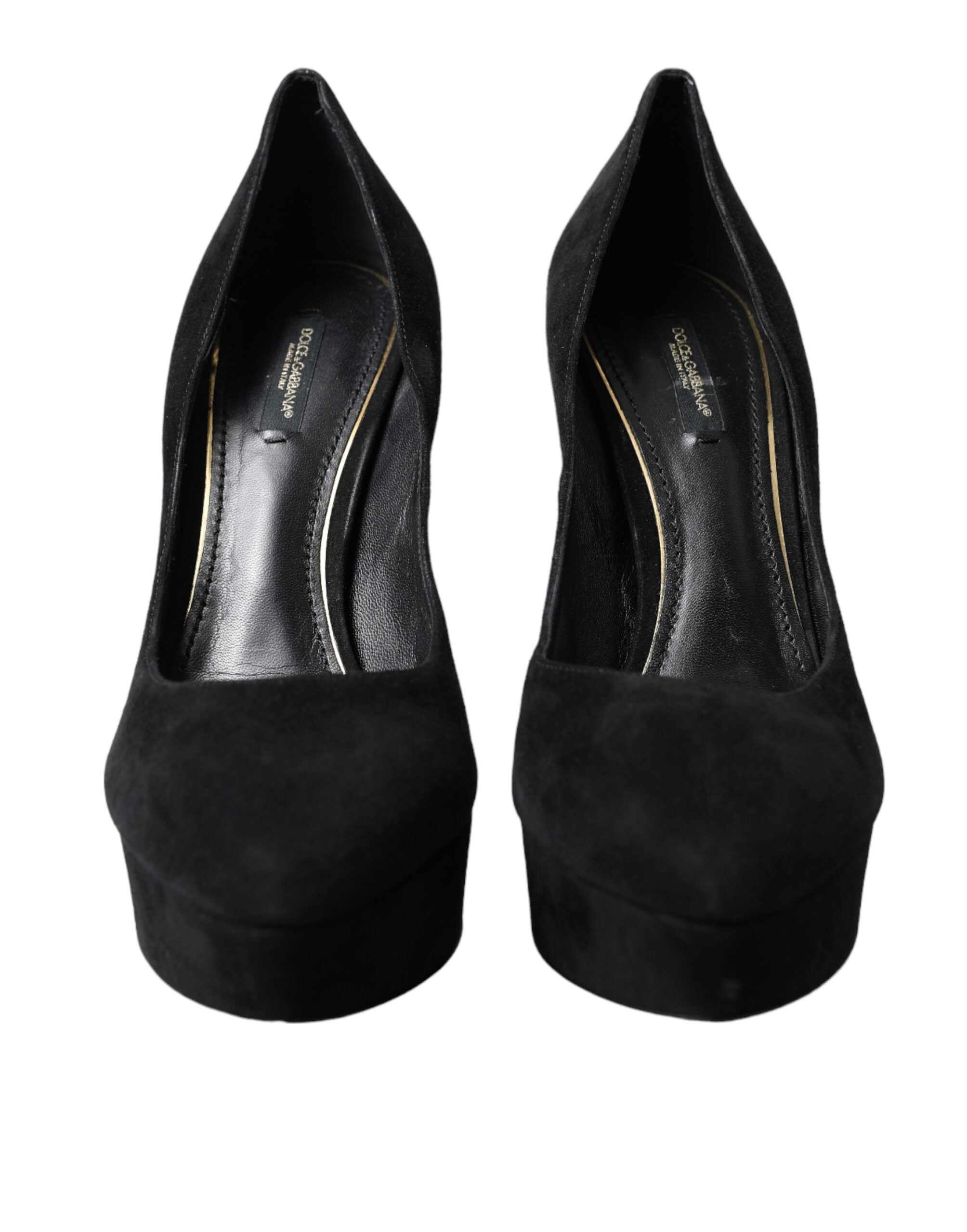 Dolce &amp; Gabbana Black Suede Heeled Pumps Sophistication