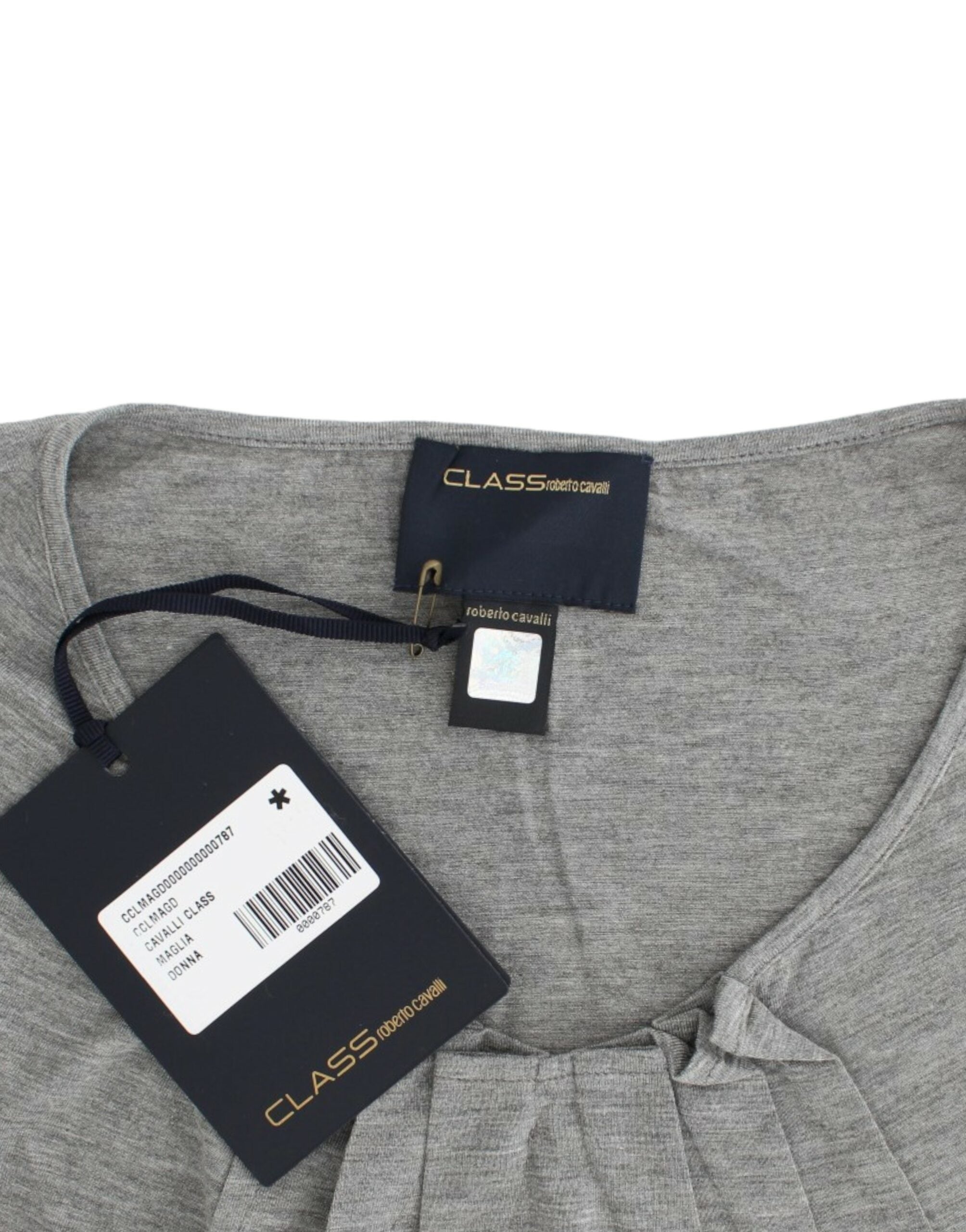 Cavalli Elegant Grey Cashmere-Blend Jumper