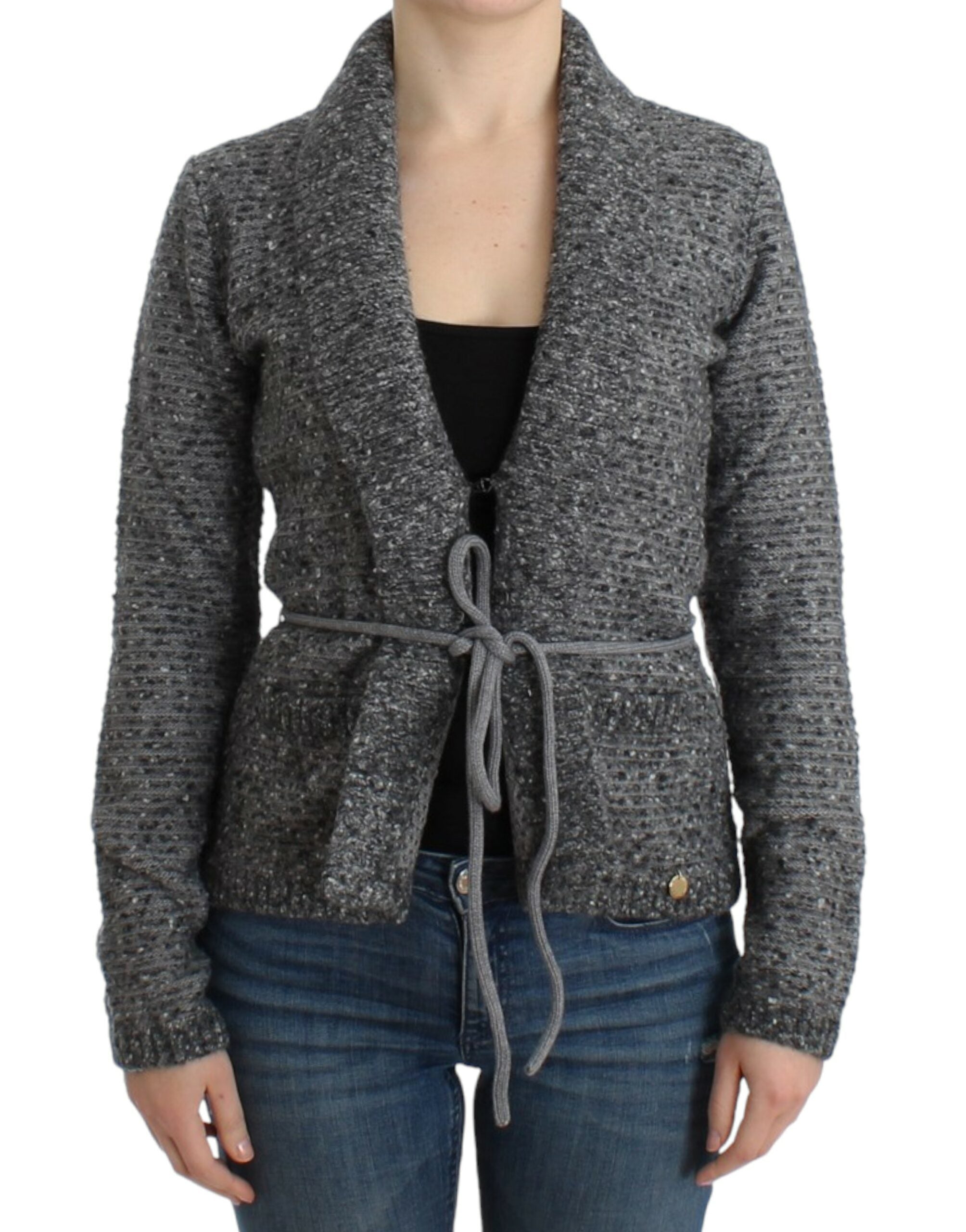 Ζακέτα Cavalli Elegant Grey Wool Blend Cardigan