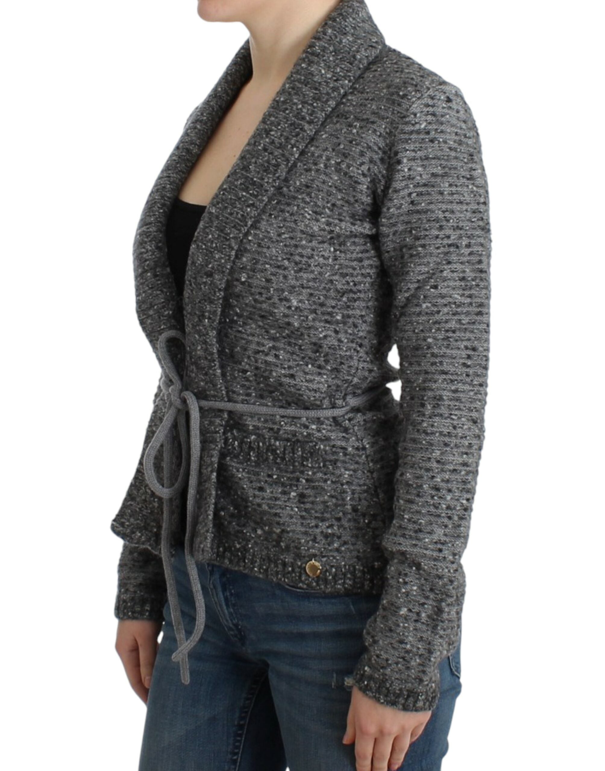 Ζακέτα Cavalli Elegant Grey Wool Blend Cardigan