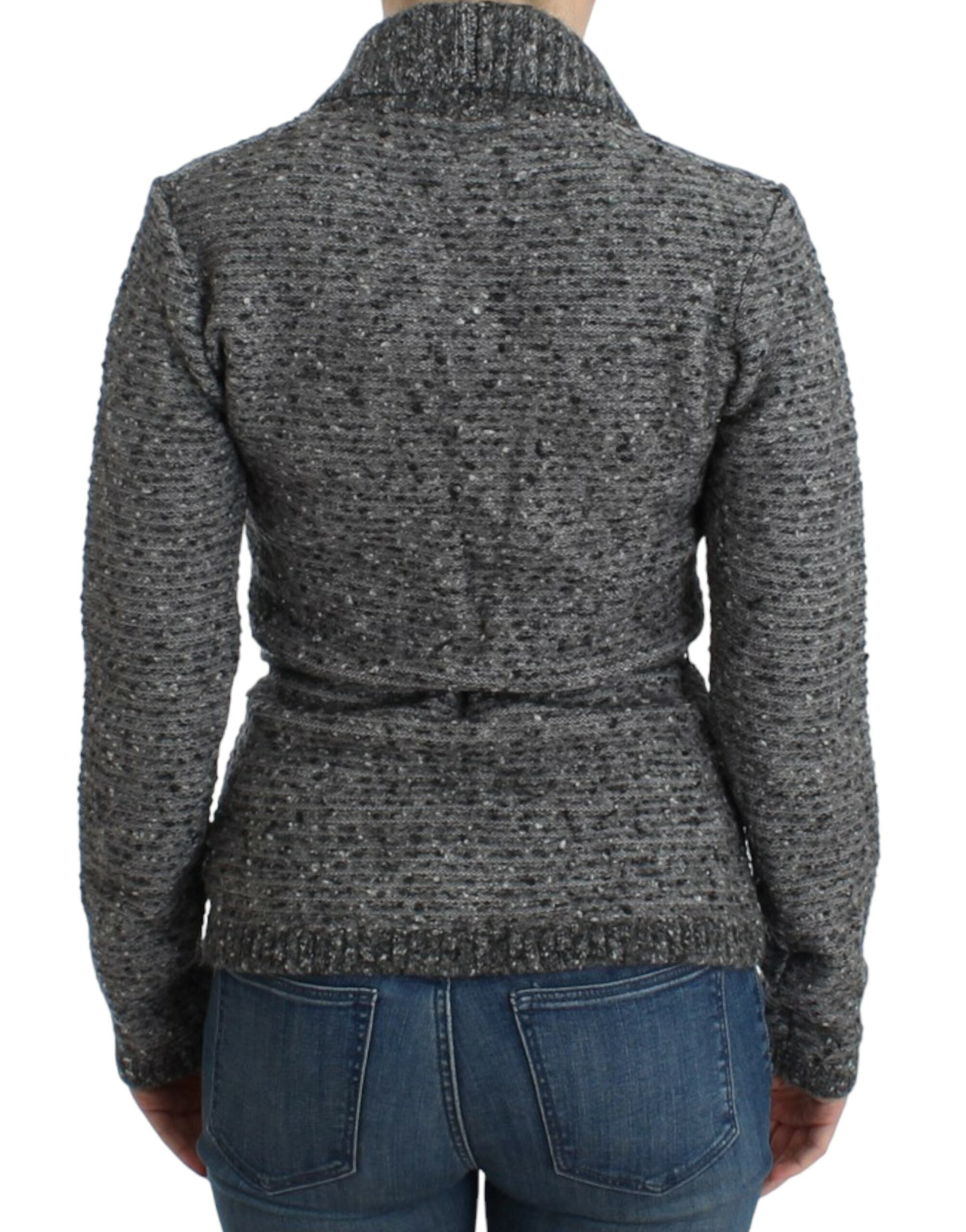 Ζακέτα Cavalli Elegant Grey Wool Blend Cardigan