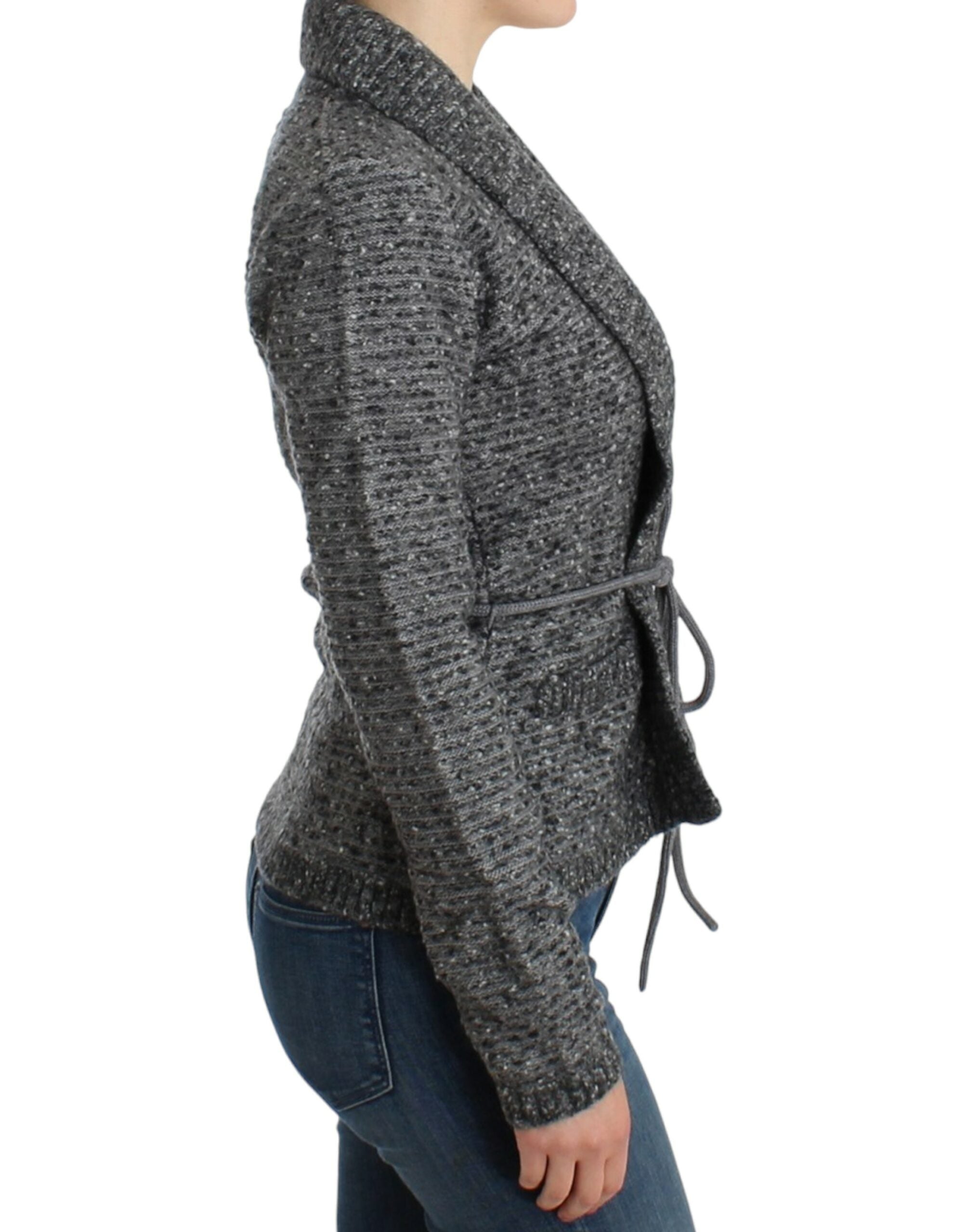 Ζακέτα Cavalli Elegant Grey Wool Blend Cardigan