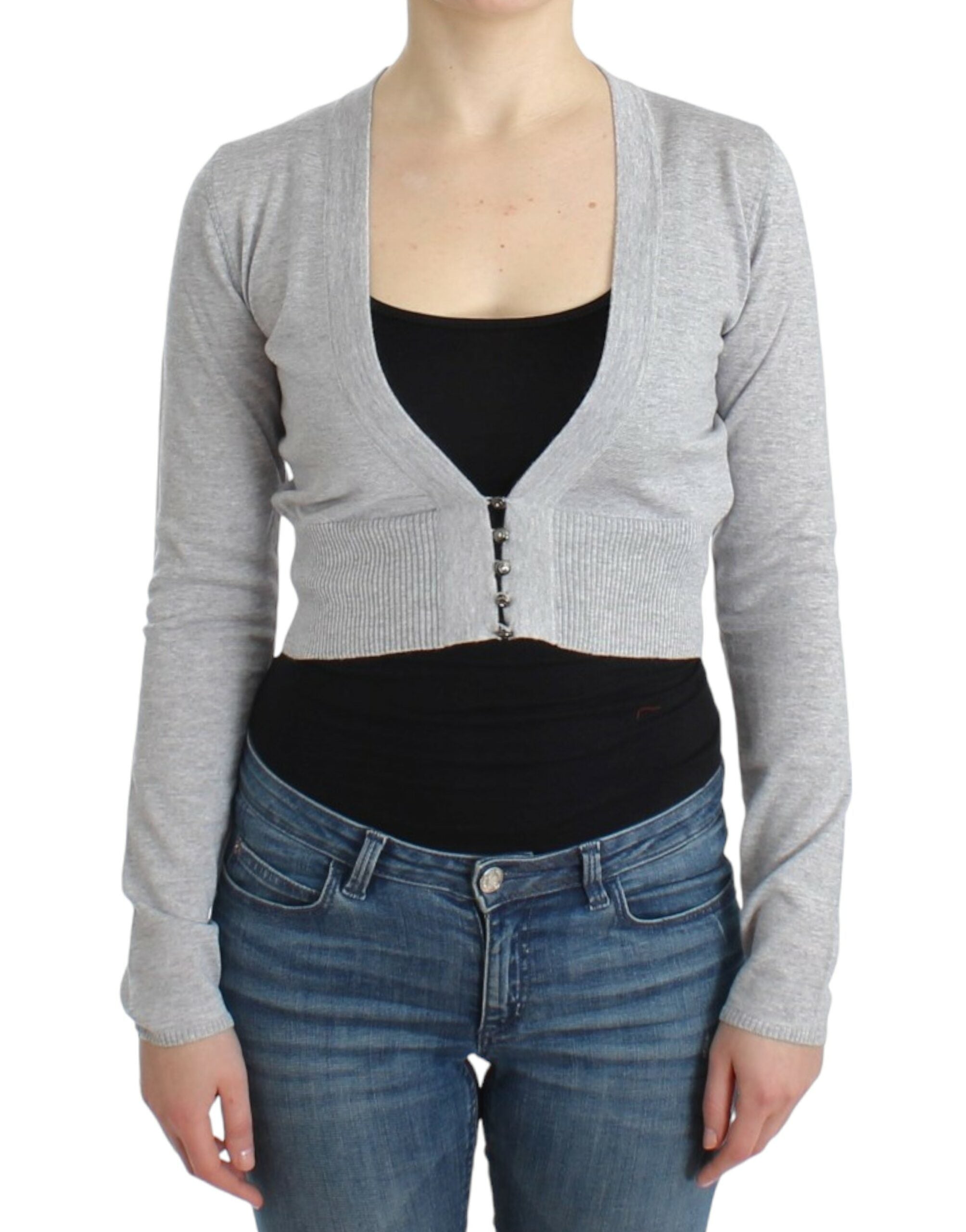 Ζακέτα Cavalli Cropped Virgin Wool Cardigan σε Chic Grey