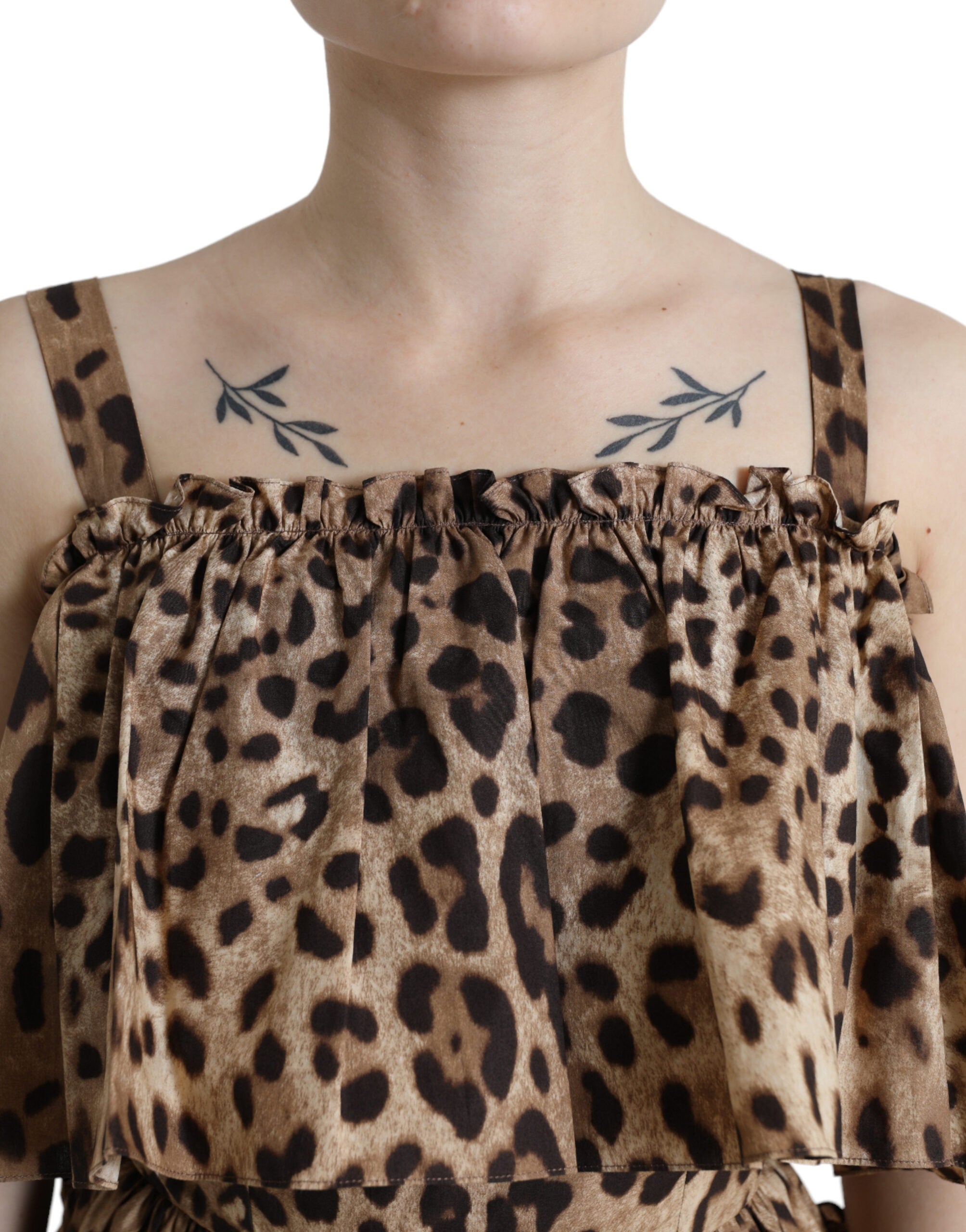 Φόρεμα Dolce &amp; Gabbana Leopard Print A-Line βαμβακερό φόρεμα