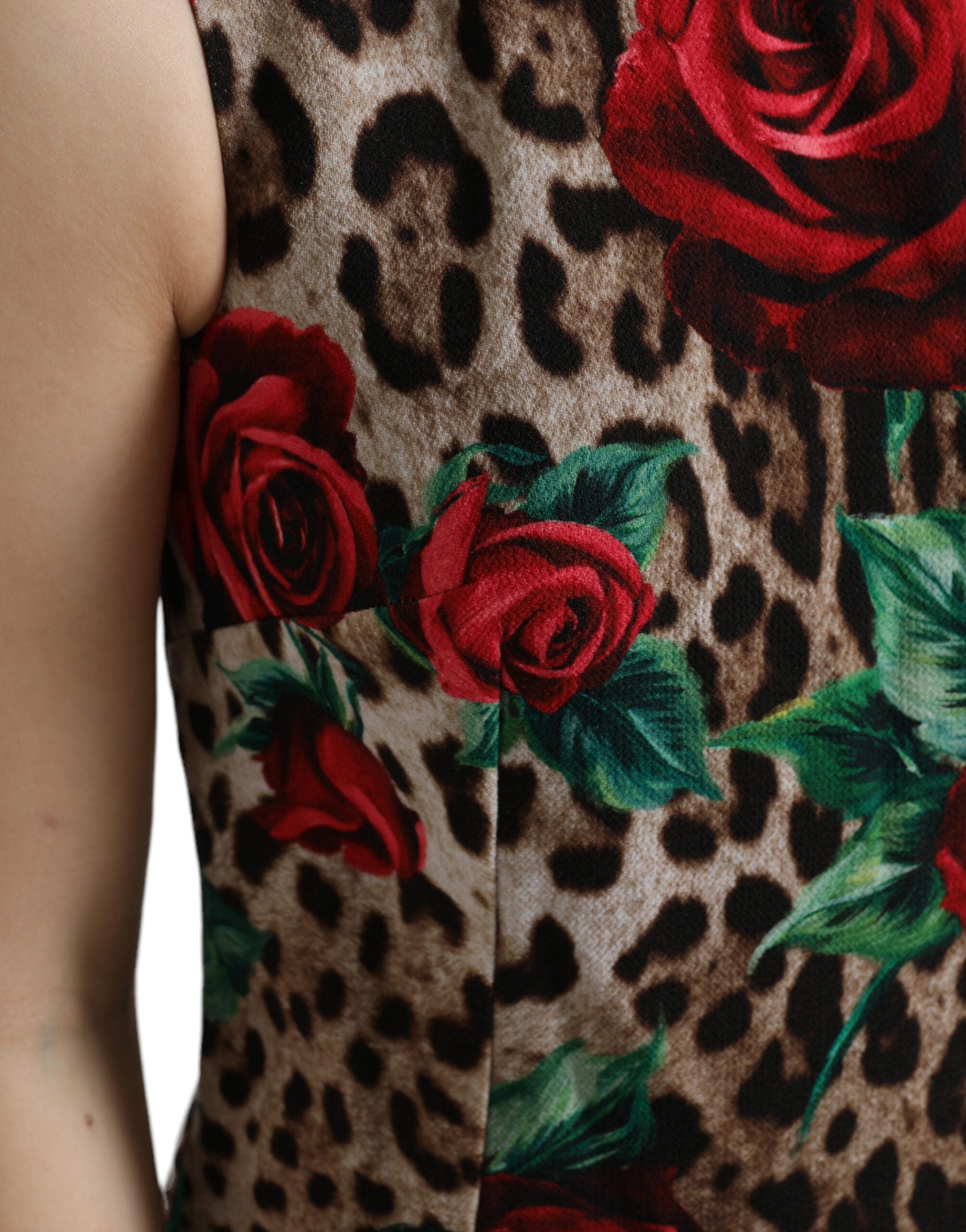 Dolce &amp; Gabbana Κομψό Leopard Floral φόρεμα σε γραμμή Α