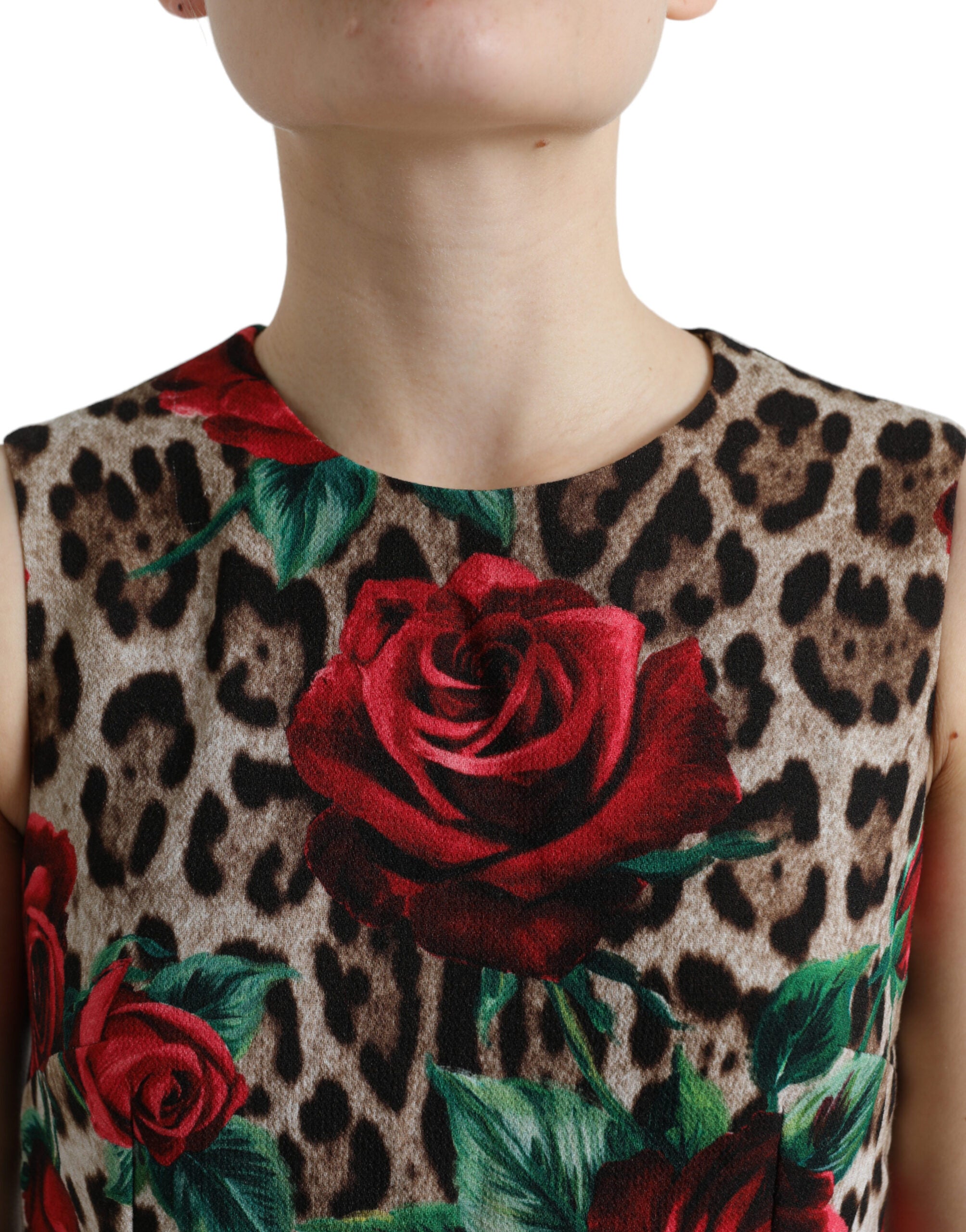 Dolce &amp; Gabbana Κομψό Leopard Floral φόρεμα σε γραμμή Α