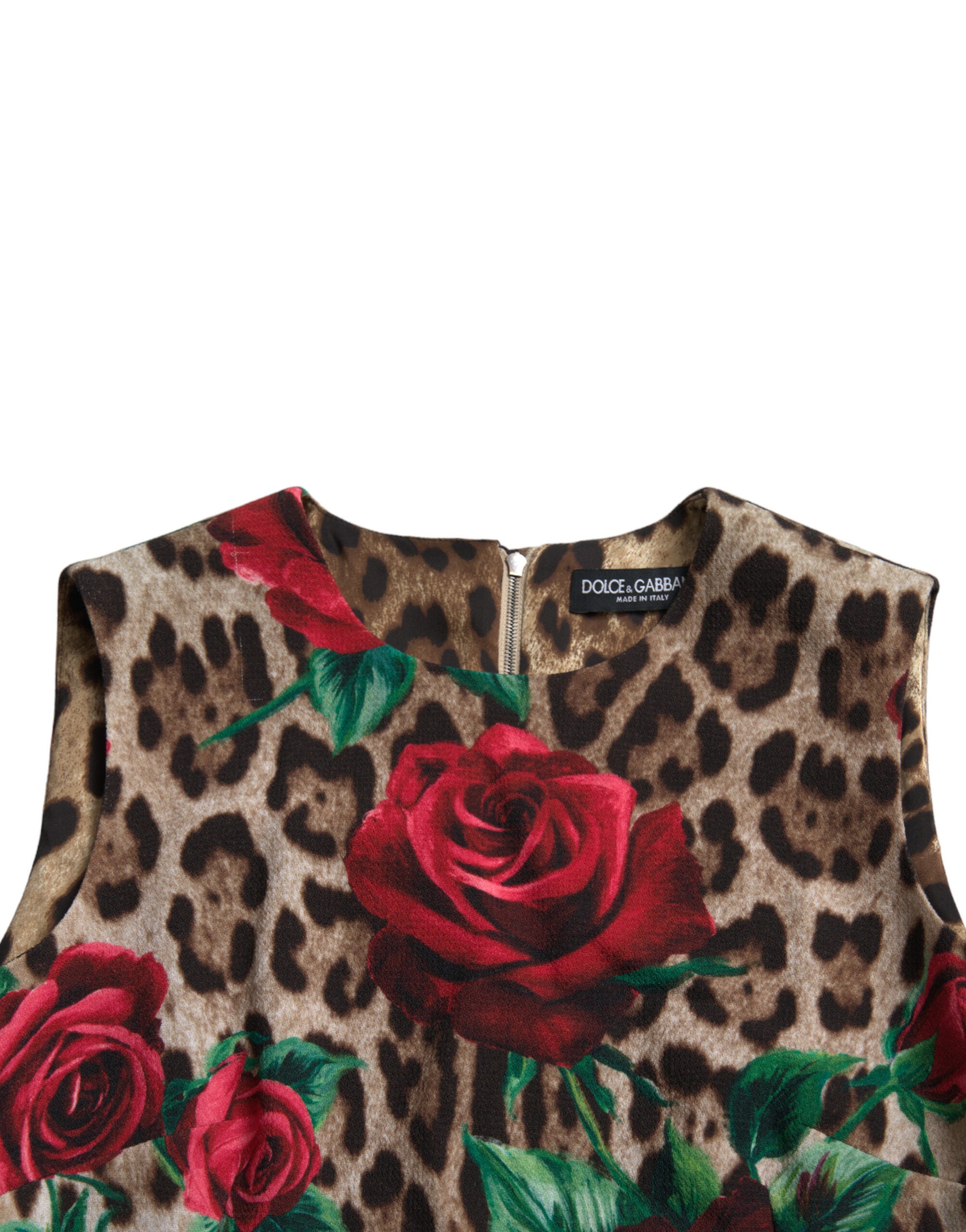 Dolce &amp; Gabbana Κομψό Leopard Floral φόρεμα σε γραμμή Α