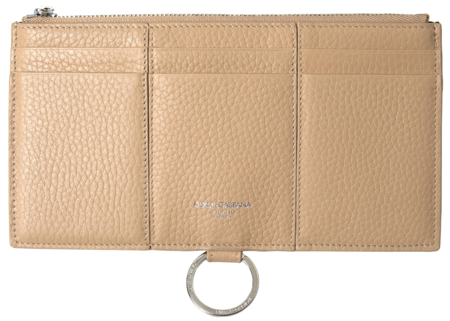 Dolce & Gabbana Elegant Beige Leather Wallet with Detachable Strap