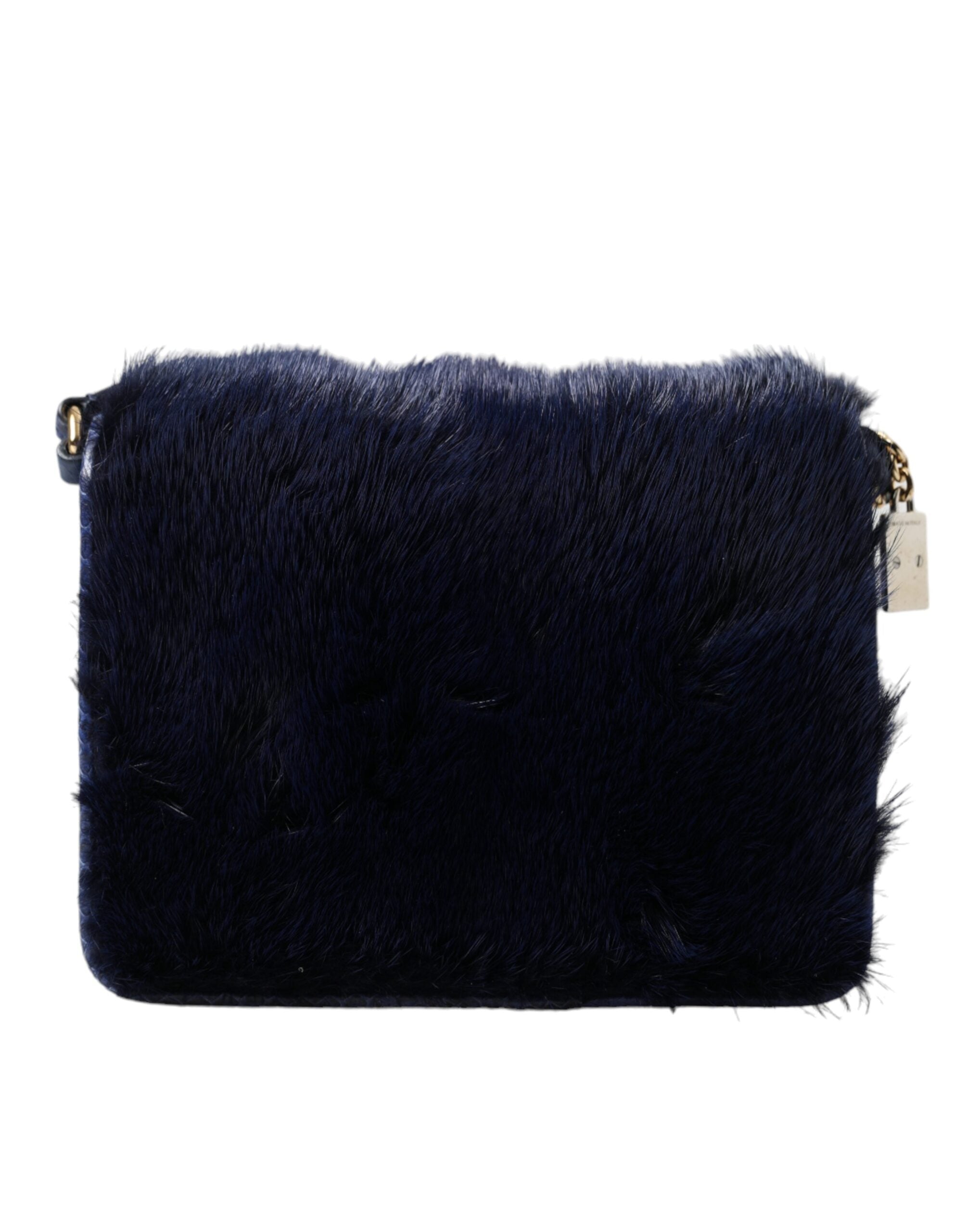 Τσάντα ώμου Dolce & Gabbana Exquisite Blue Mink Fur