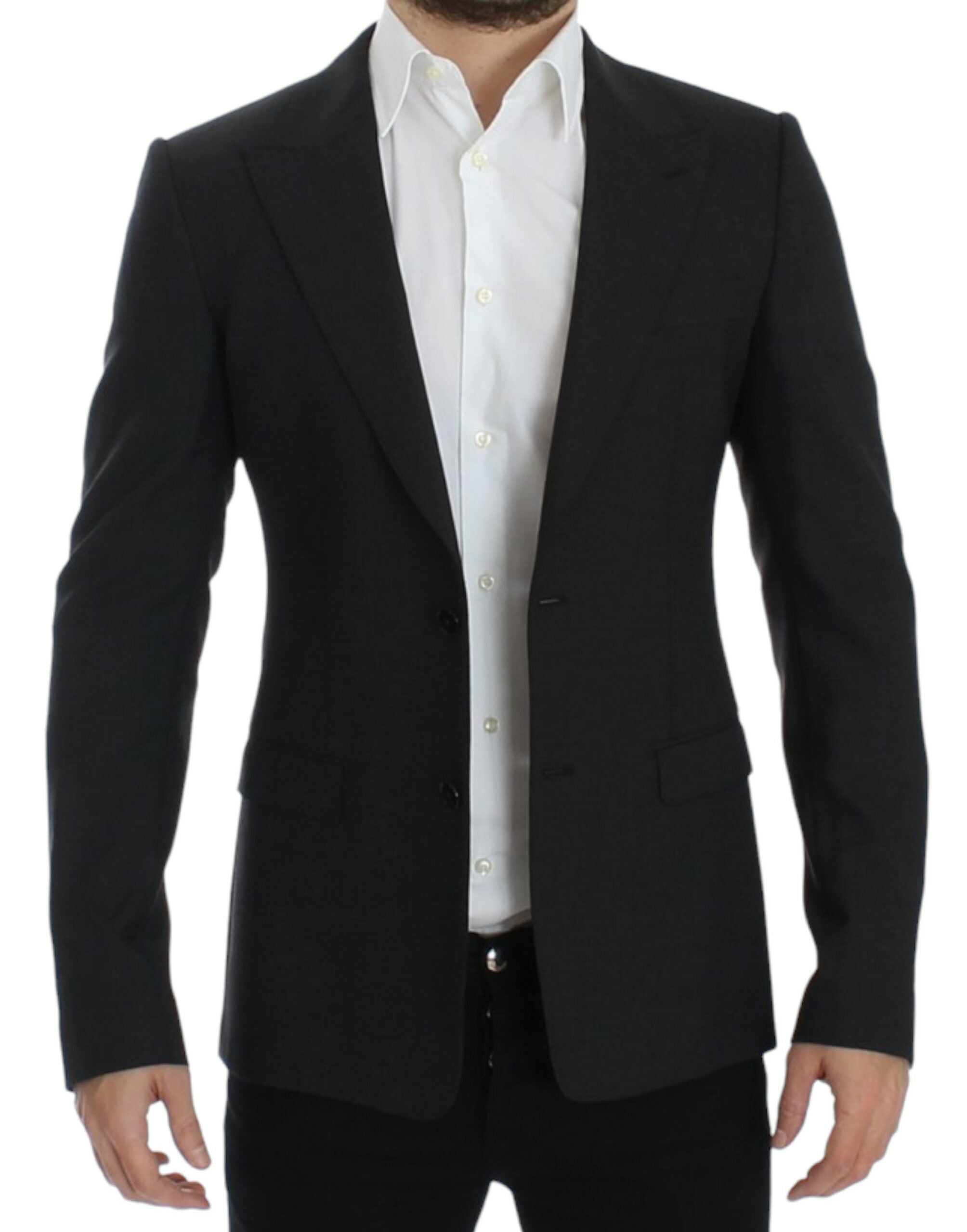 Dolce &amp; Gabbana Sleek Grey Wool Slim Fit Blazer