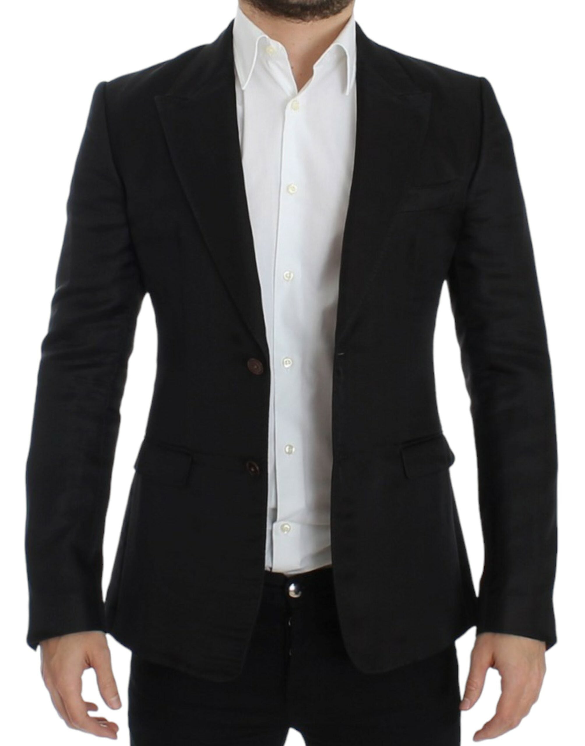 Dolce &amp; Gabbana Elegant Black Silk Blend Blazer με δύο κουμπιά