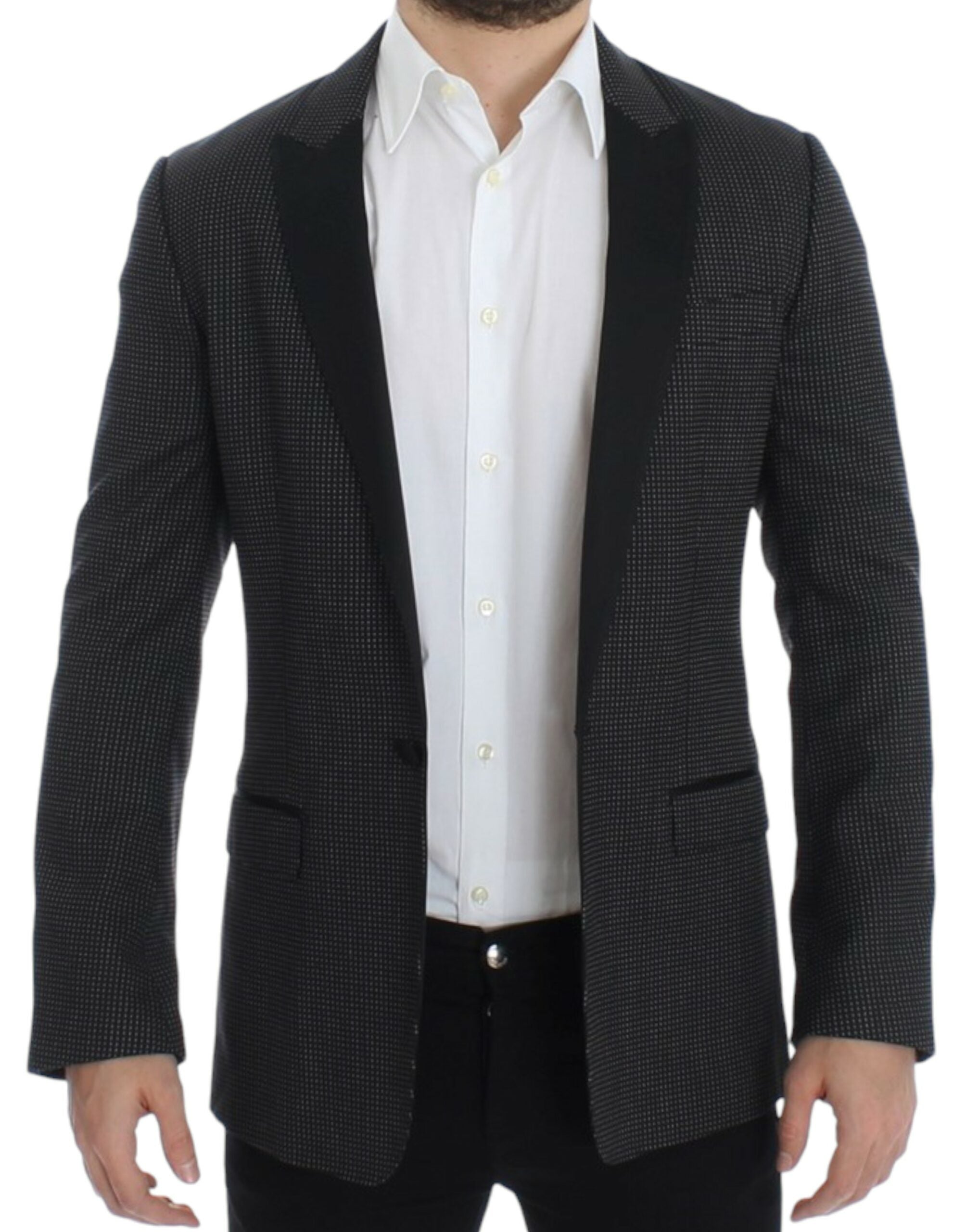 Dolce &amp; Gabbana Κομψό μαύρο σακάκι με κουκκίδες Slim Fit Blazer