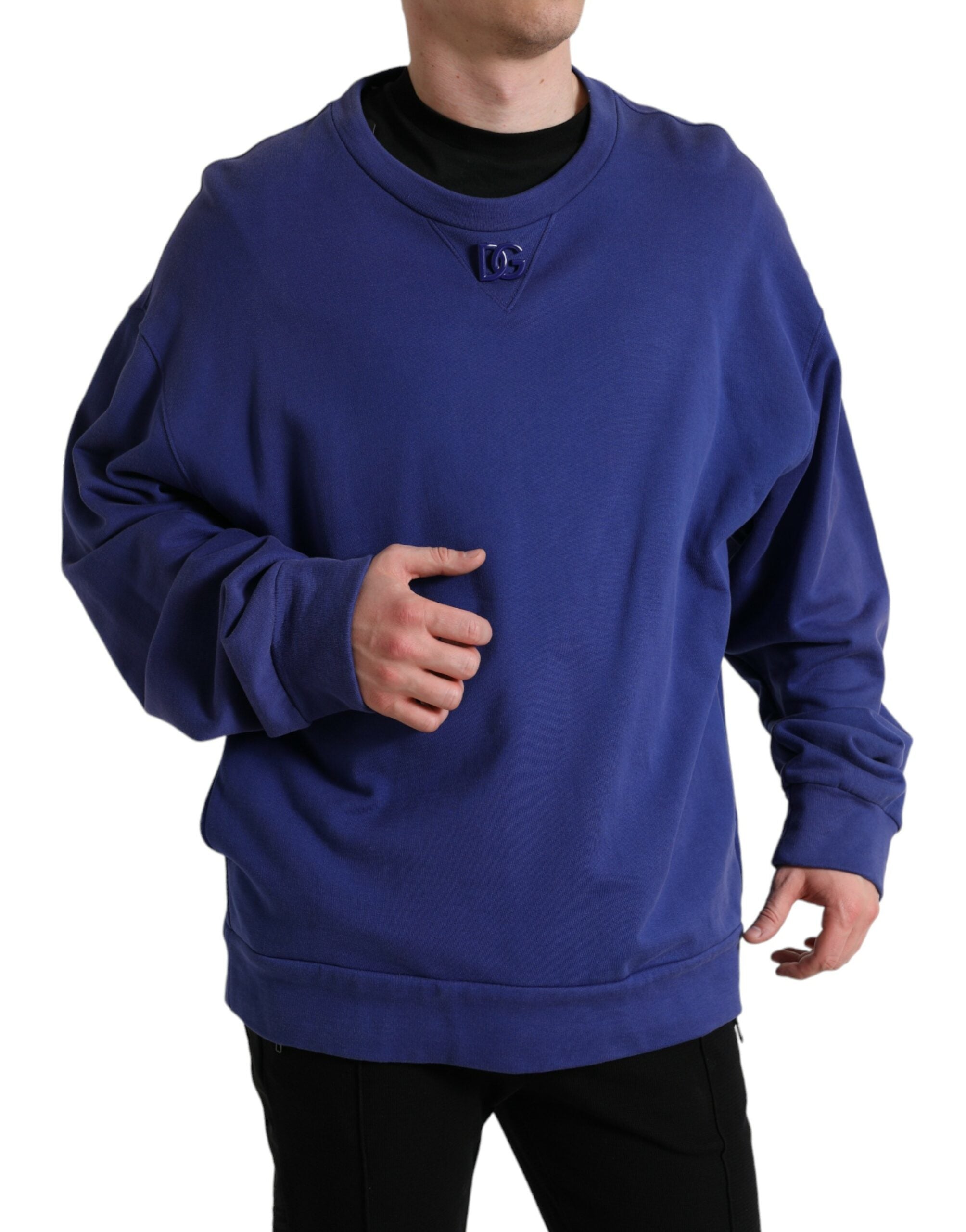 Πουλόβερ Dolce &amp; Gabbana Royal Blue Cotton Crewnneck