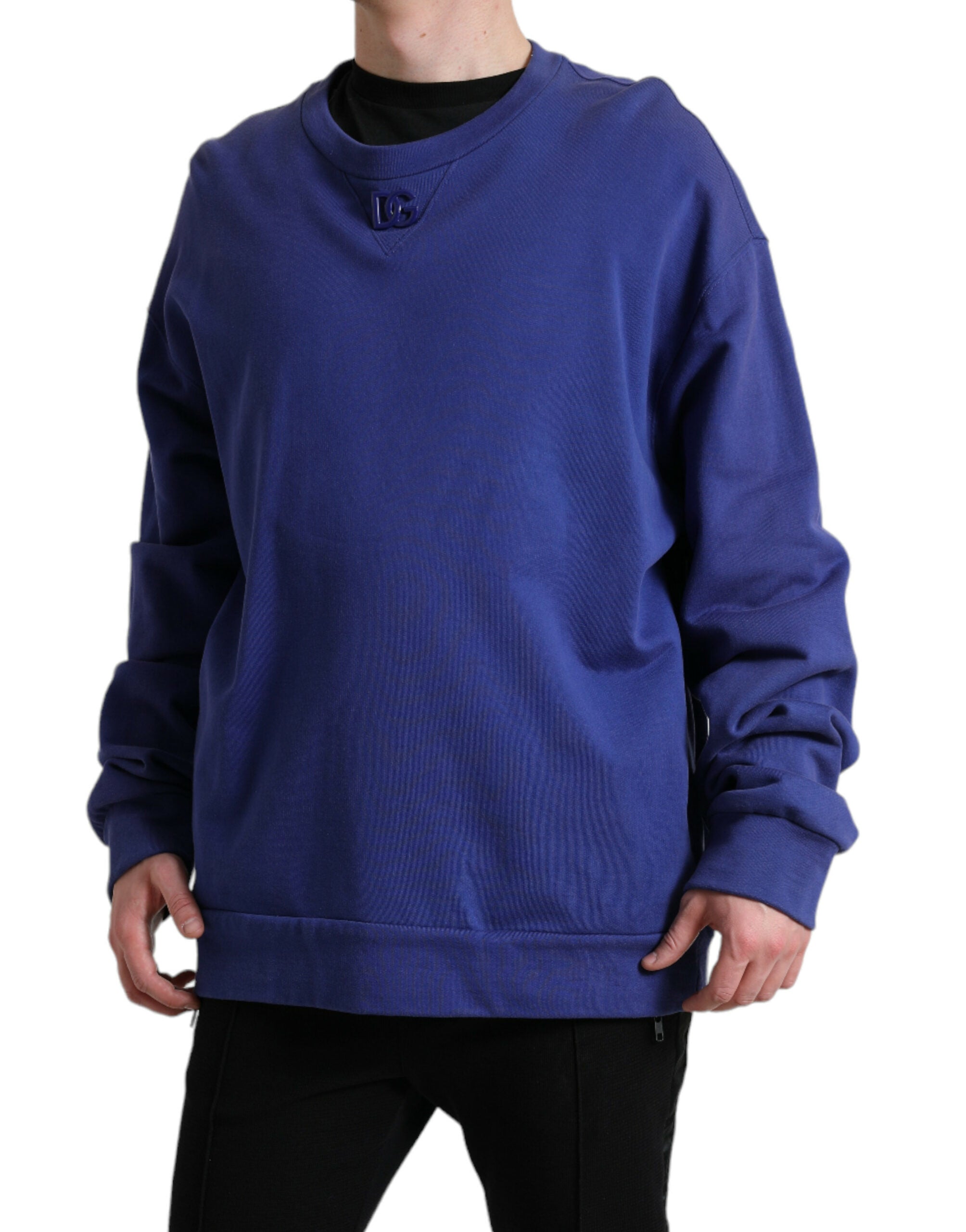 Πουλόβερ Dolce &amp; Gabbana Royal Blue Cotton Crewnneck