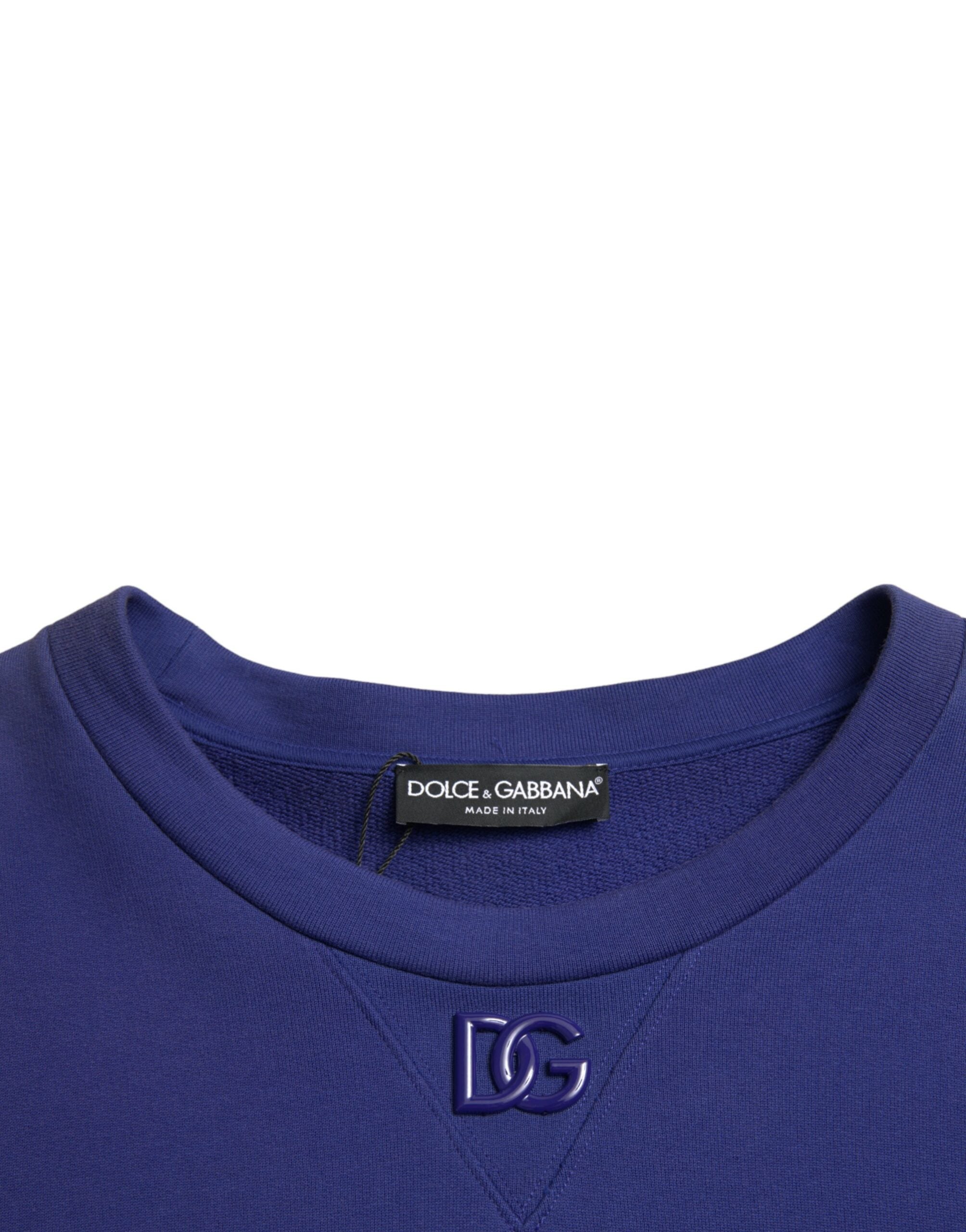 Πουλόβερ Dolce &amp; Gabbana Royal Blue Cotton Crewnneck