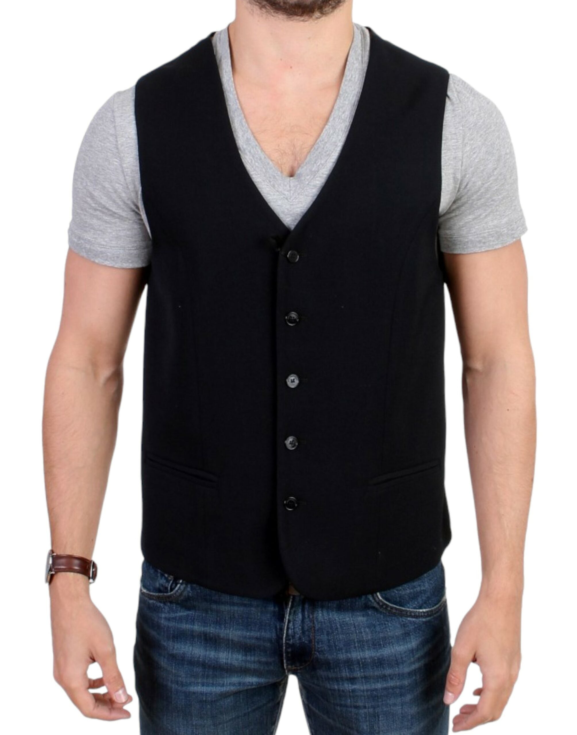 Κοστούμι National Elegant Black Wool Blend Casual γιλέκο