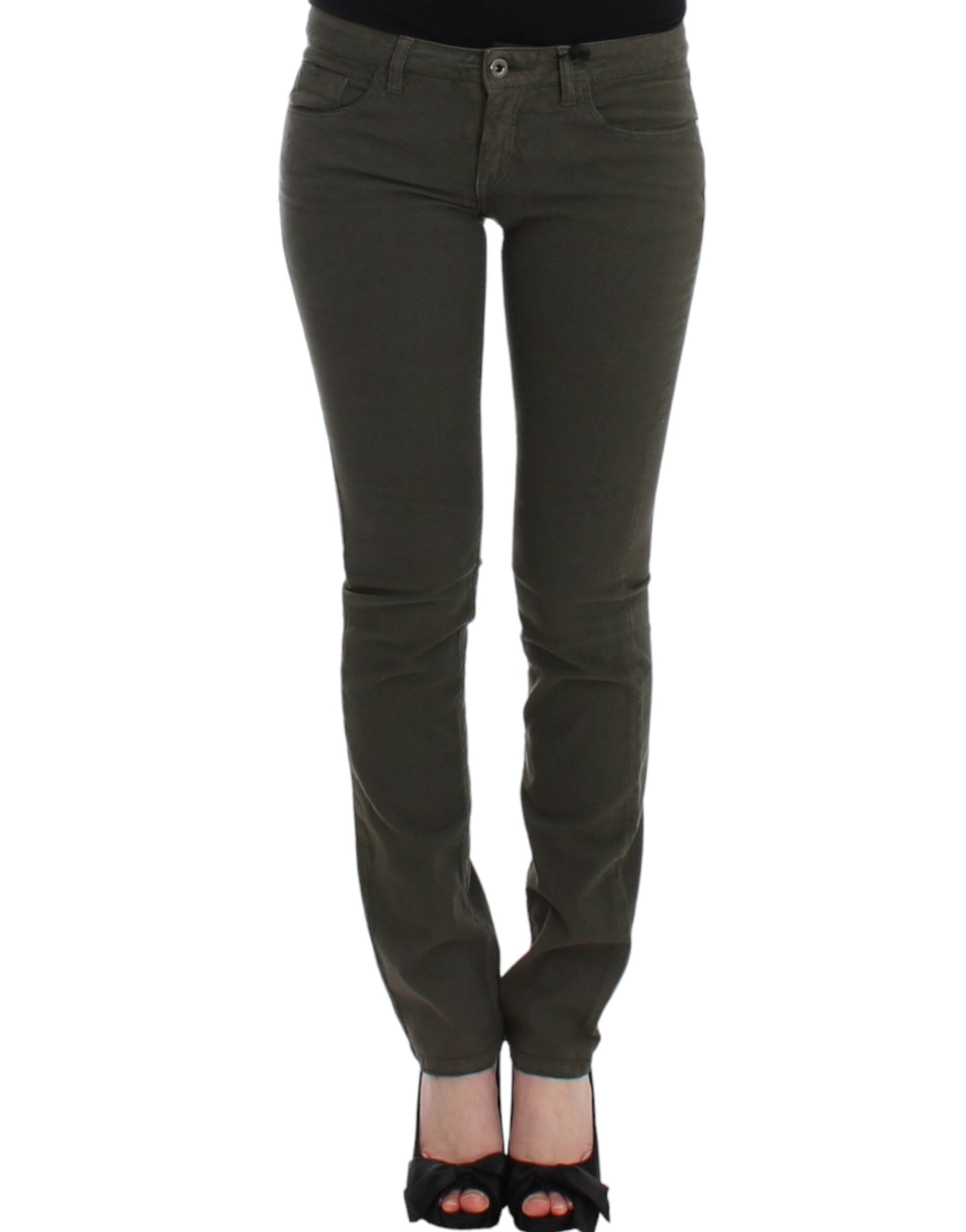 Κοστούμια National Chic Green Slim Leg Designer Jeans