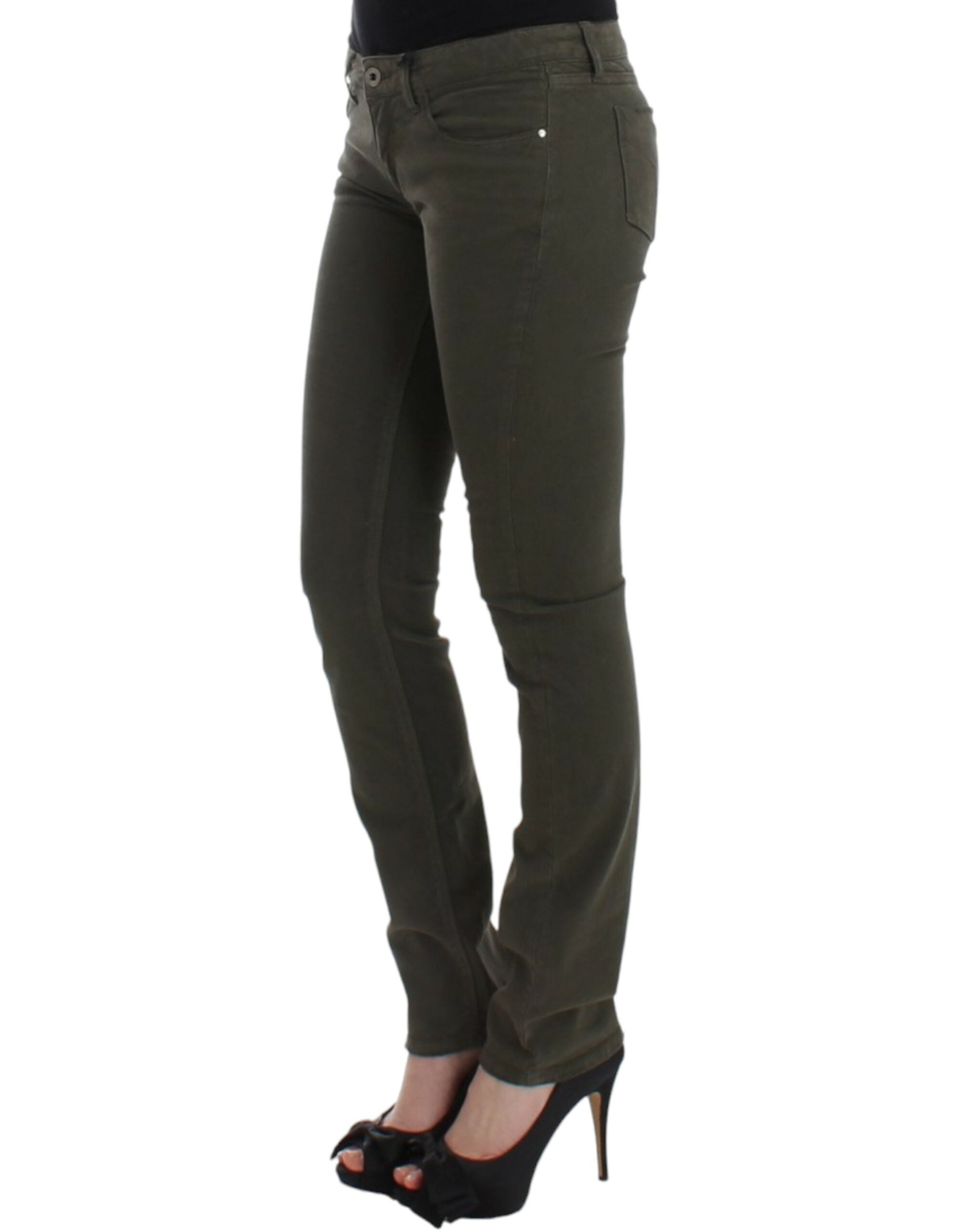 Κοστούμια National Chic Green Slim Leg Designer Jeans