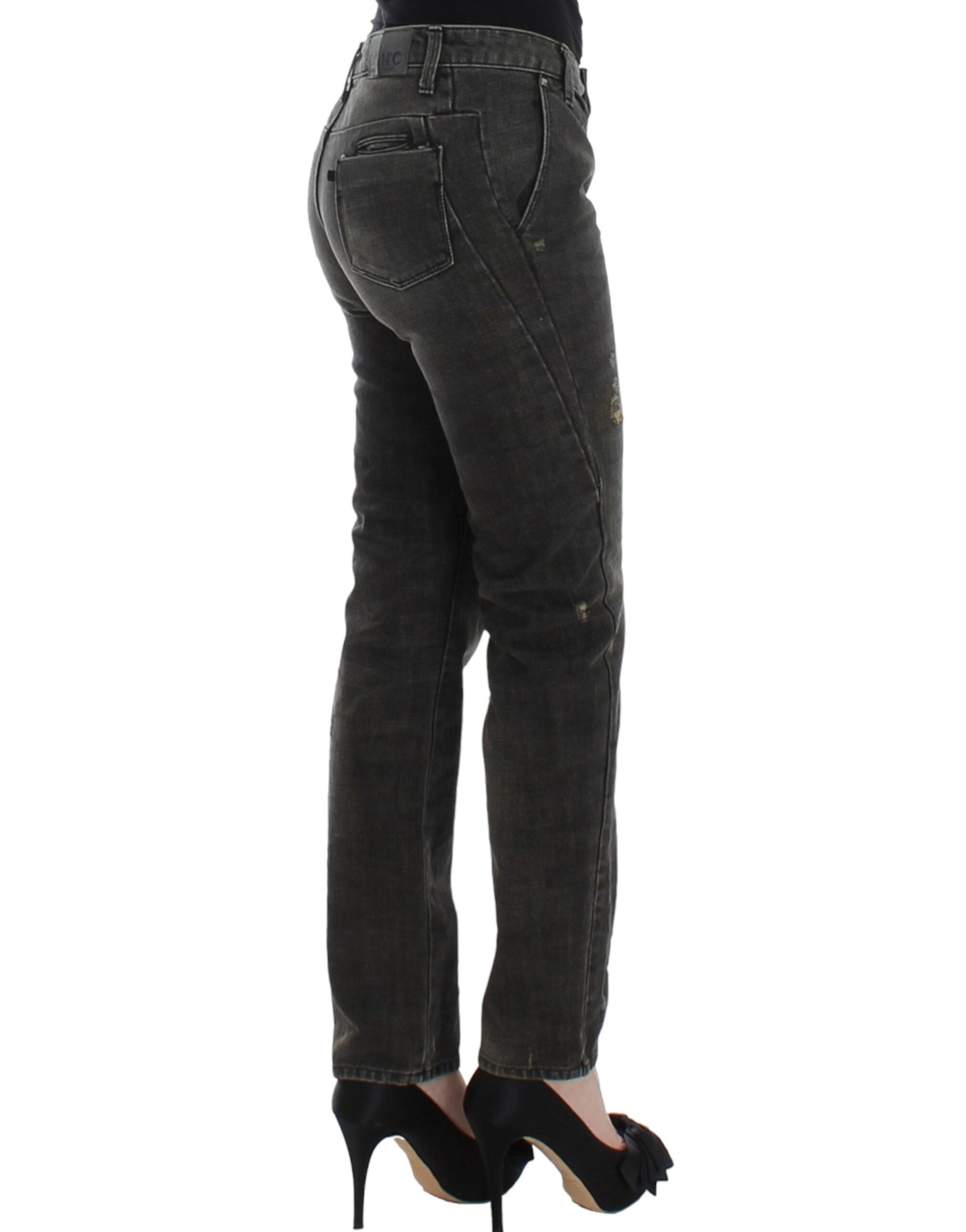 Κοστούμι National Sleek Grey Straight Leg Distressed Jeans