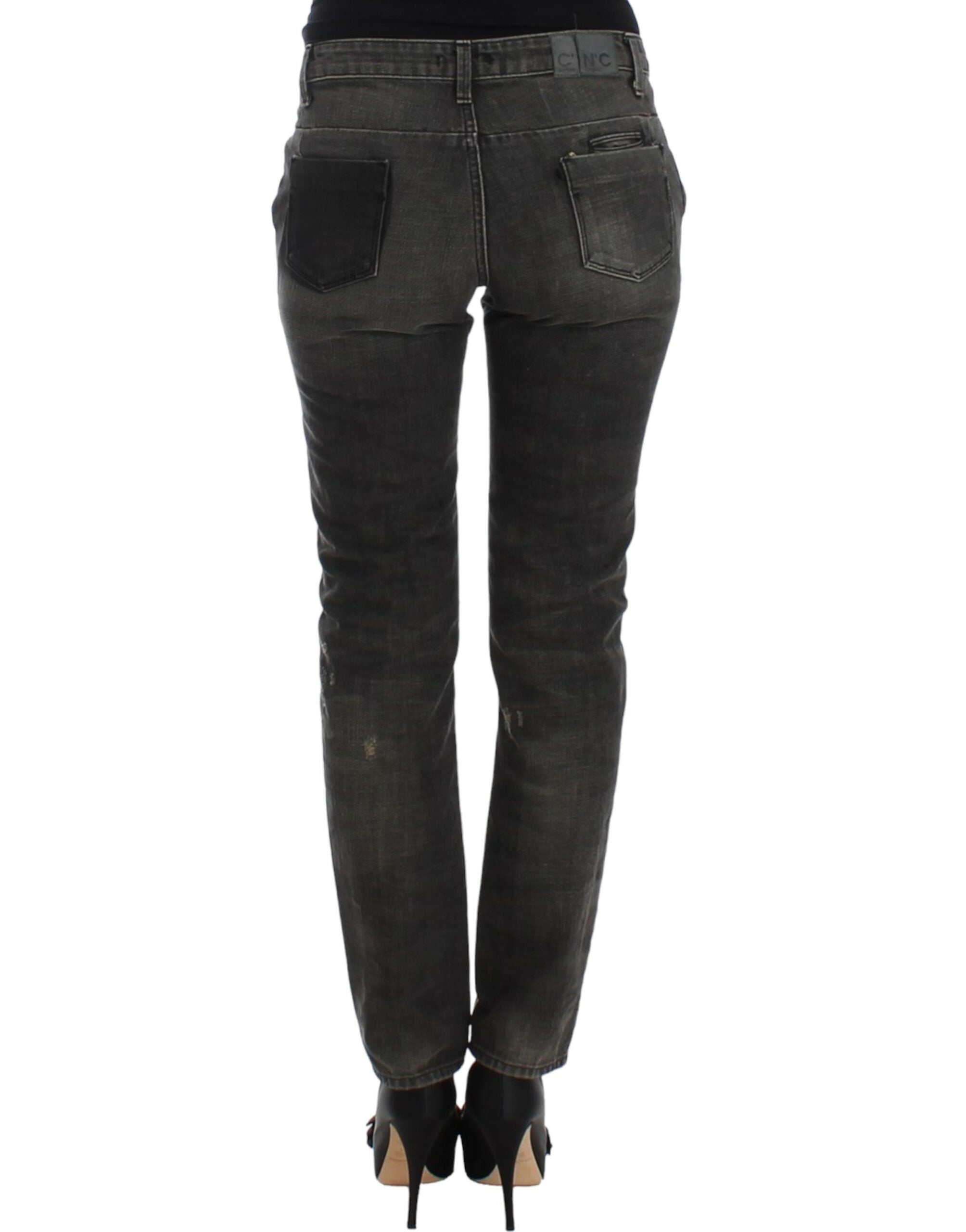 Κοστούμι National Sleek Grey Straight Leg Distressed Jeans