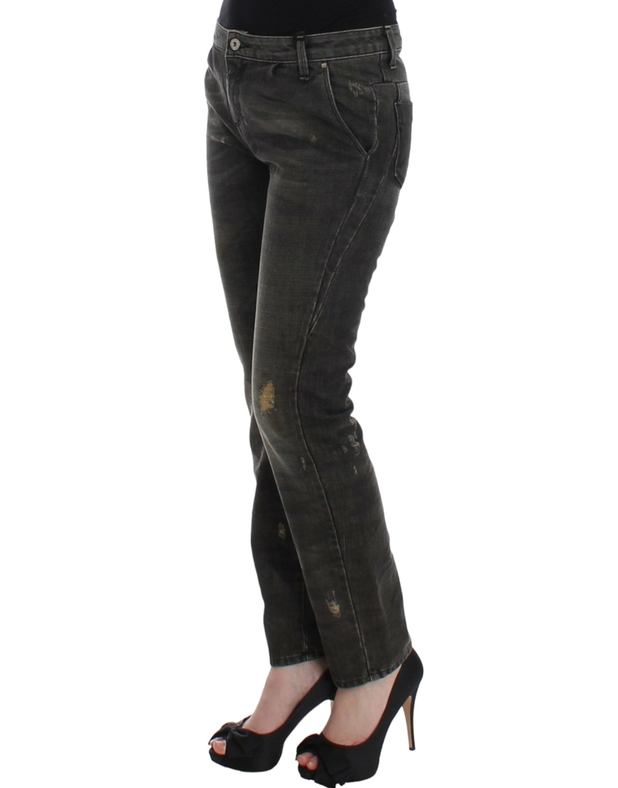 Κοστούμι National Sleek Grey Straight Leg Distressed Jeans