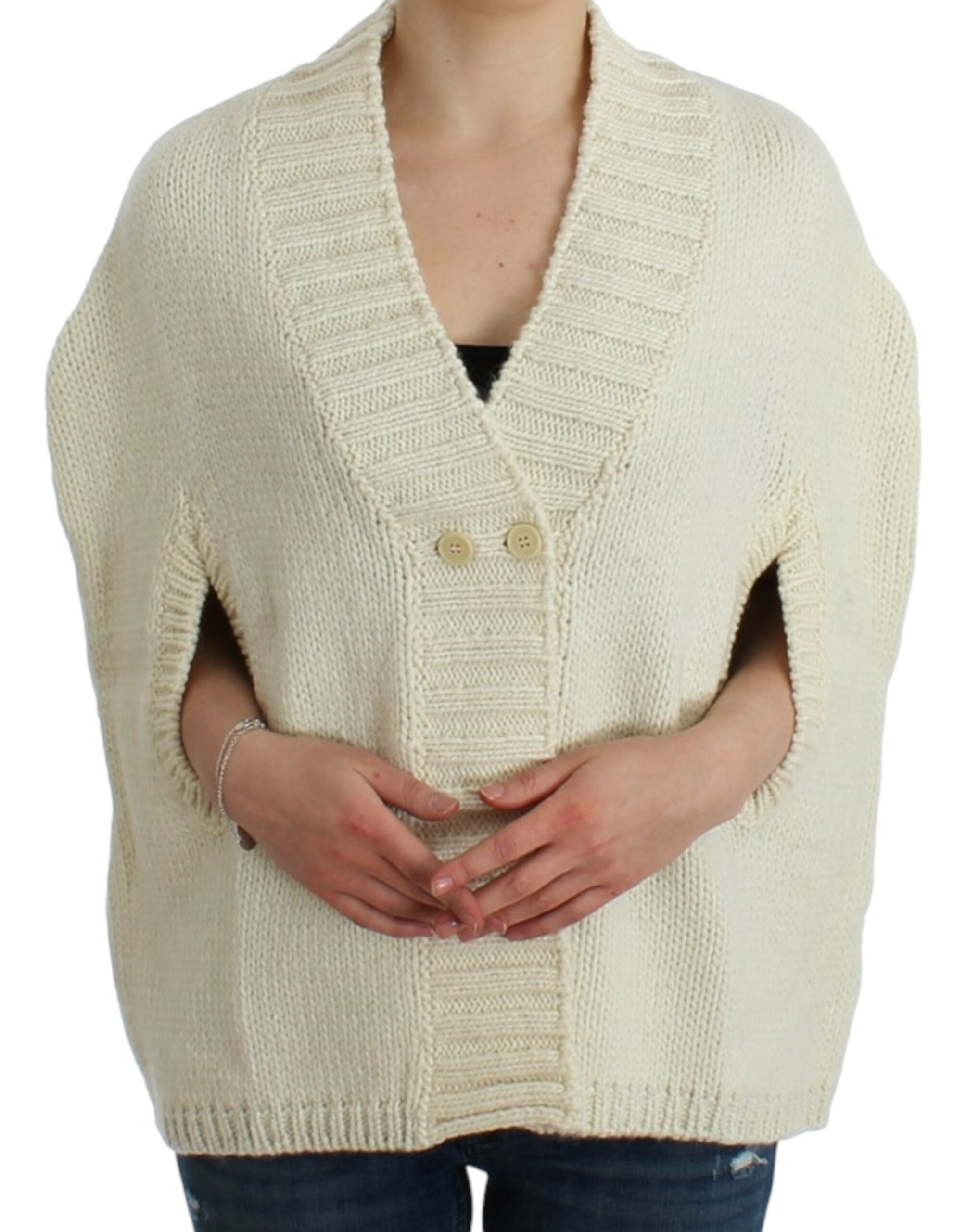 Στολή National Elegant White Knitted Cape-Cardigan Hybrid