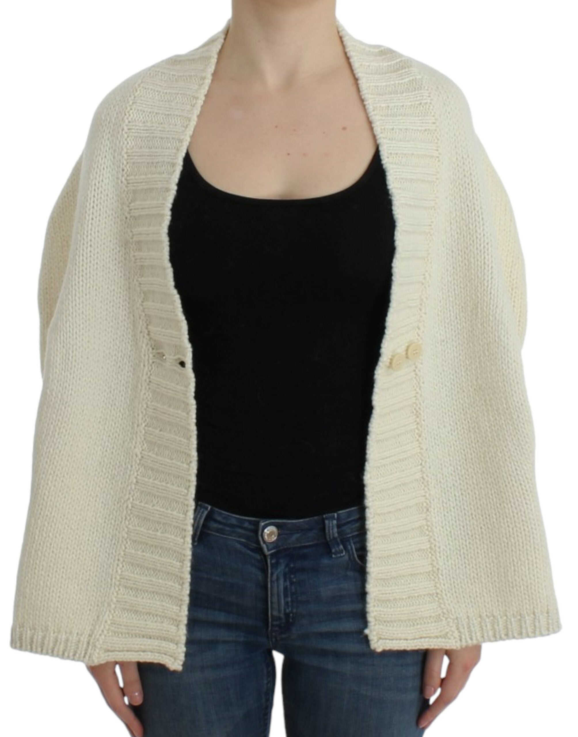 Στολή National Elegant White Knitted Cape-Cardigan Hybrid