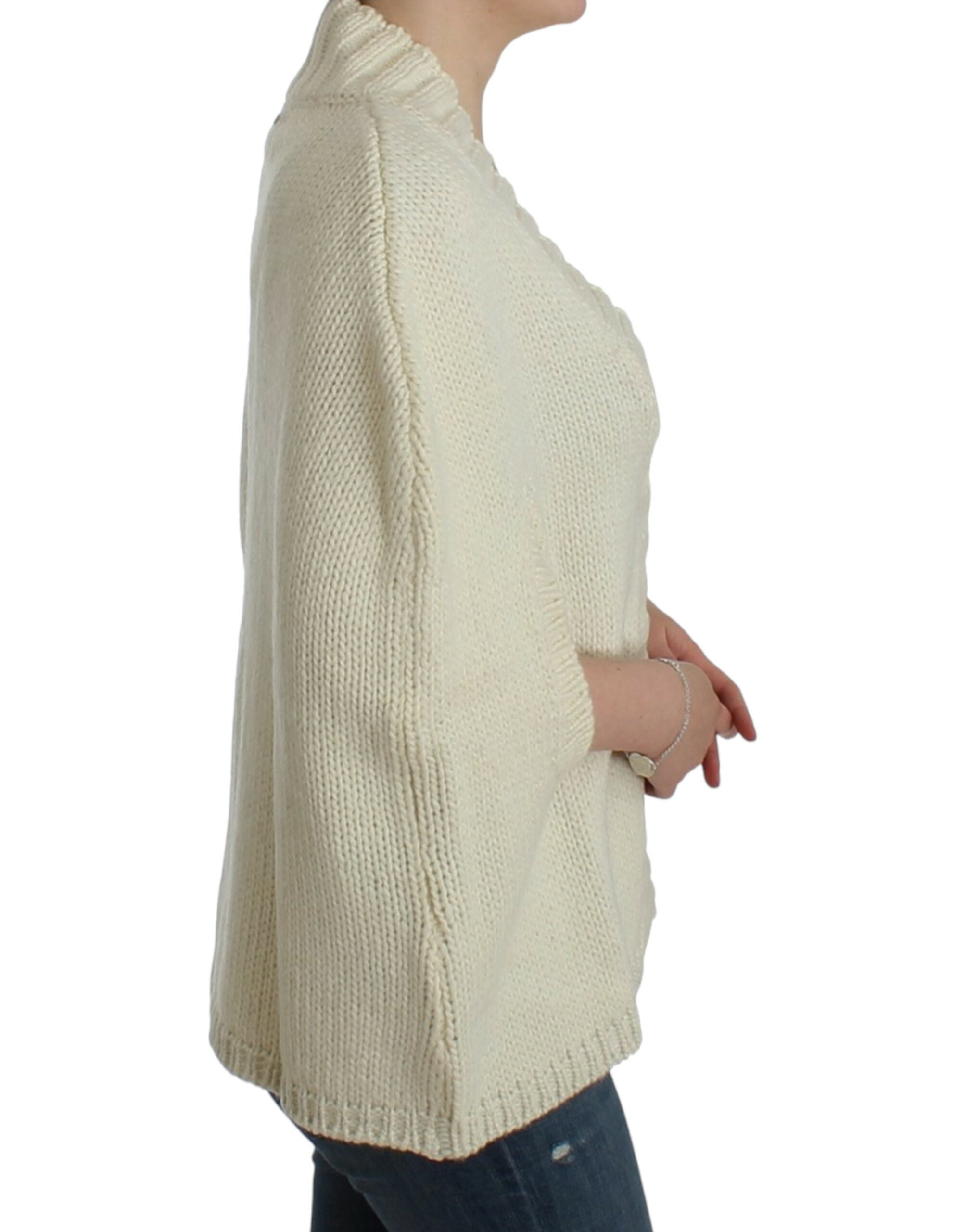 Στολή National Elegant White Knitted Cape-Cardigan Hybrid