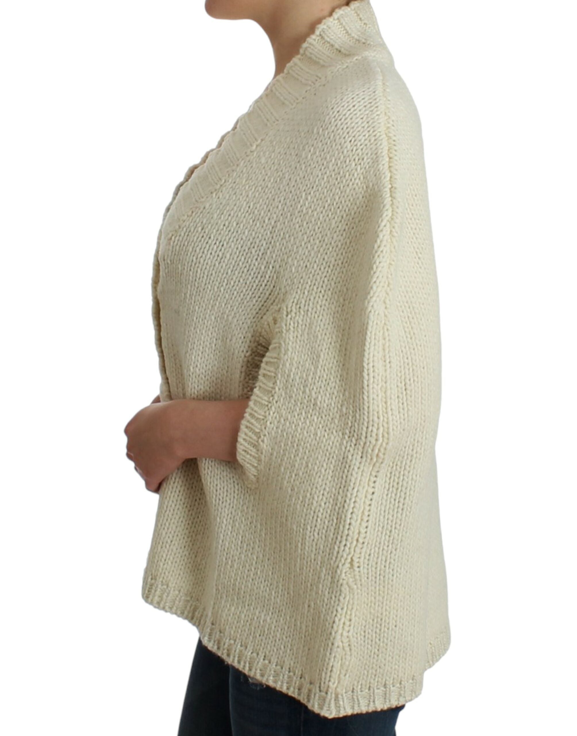 Στολή National Elegant White Knitted Cape-Cardigan Hybrid