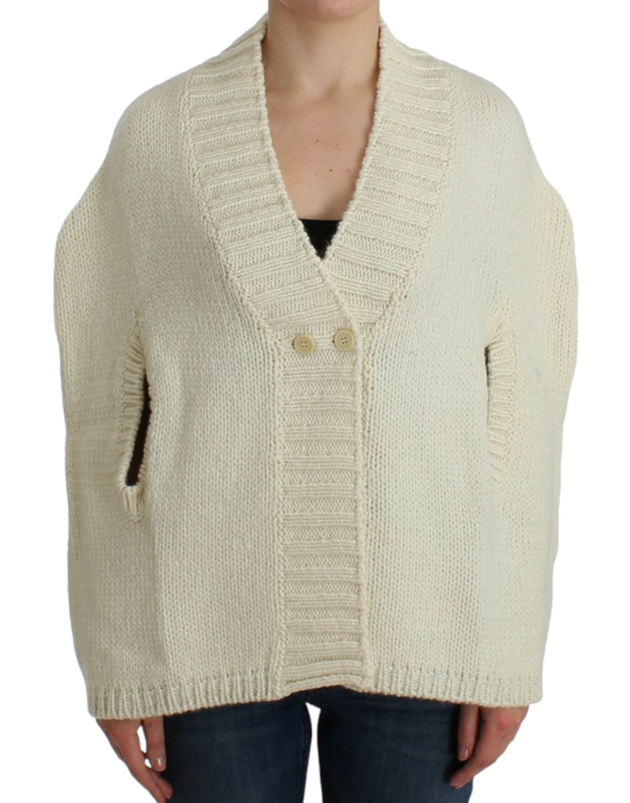 Στολή National Elegant White Knitted Cape-Cardigan Hybrid