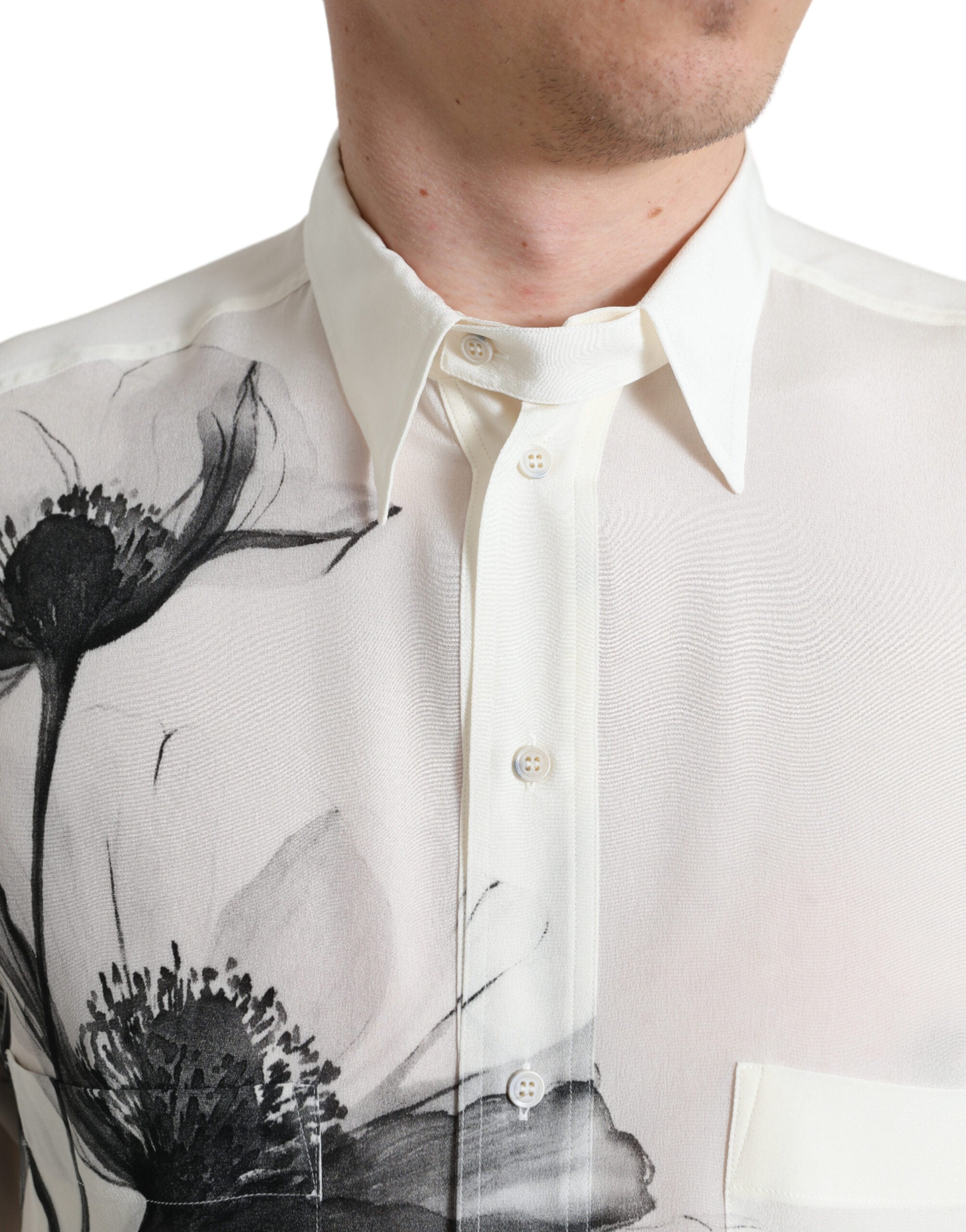 Dolce & Gabbana Elegant Floral Silk Dress Shirt