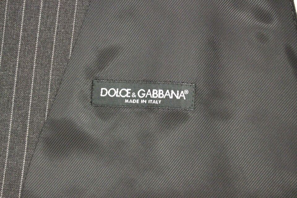 Κομψό γκρι ριγέ μάλλινο γιλέκο Dolce &amp; Gabbana