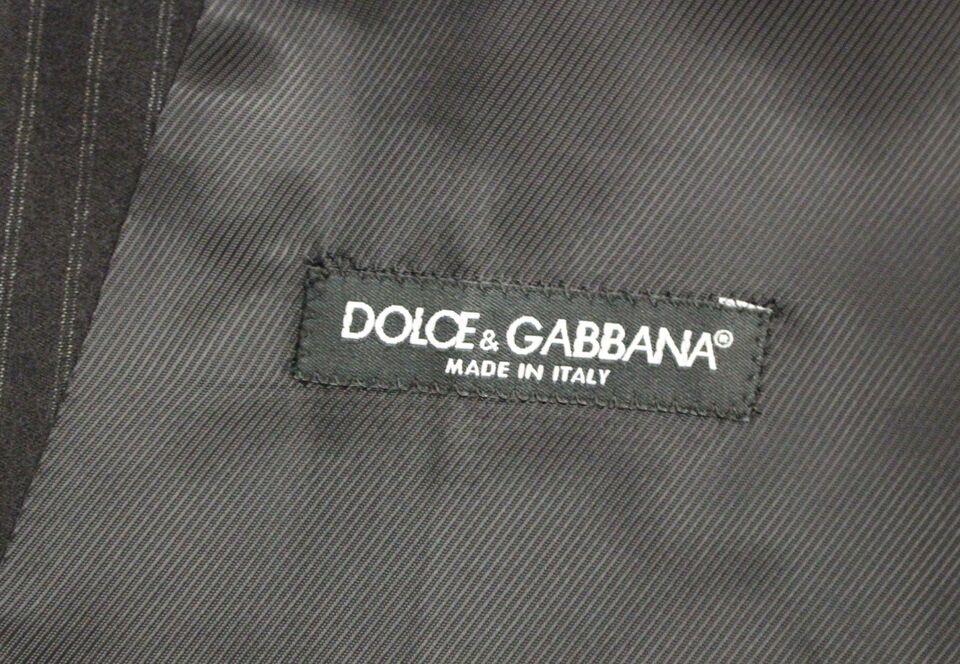 Κομψό μαύρο ριγέ μάλλινο γιλέκο Dolce &amp; Gabbana