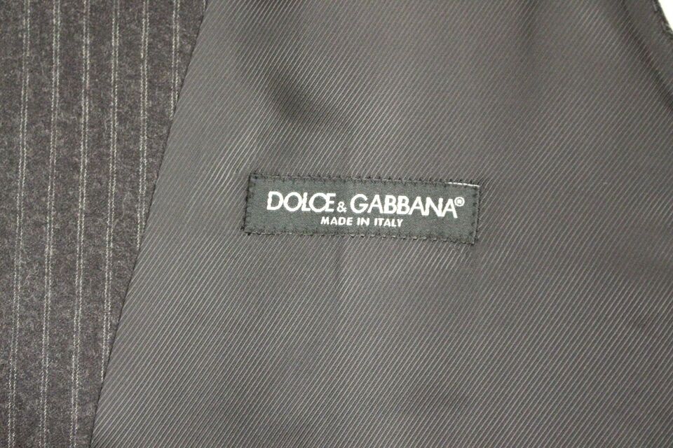 Κομψό γκρι ριγέ μάλλινο γιλέκο Dolce &amp; Gabbana