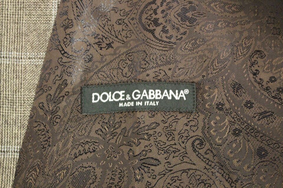 Κομψό καφέ μάλλινο καρό γιλέκο Dolce &amp; Gabbana