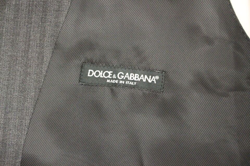 Κομψό γκρι ριγέ μάλλινο γιλέκο Dolce &amp; Gabbana