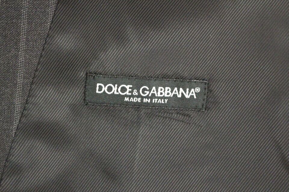 Κομψό γκρι ριγέ μάλλινο γιλέκο Dolce &amp; Gabbana