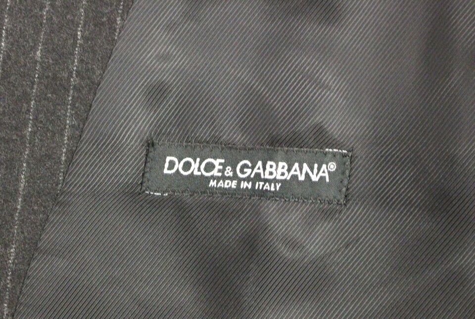 Κομψό γκρι ριγέ μάλλινο γιλέκο Dolce &amp; Gabbana