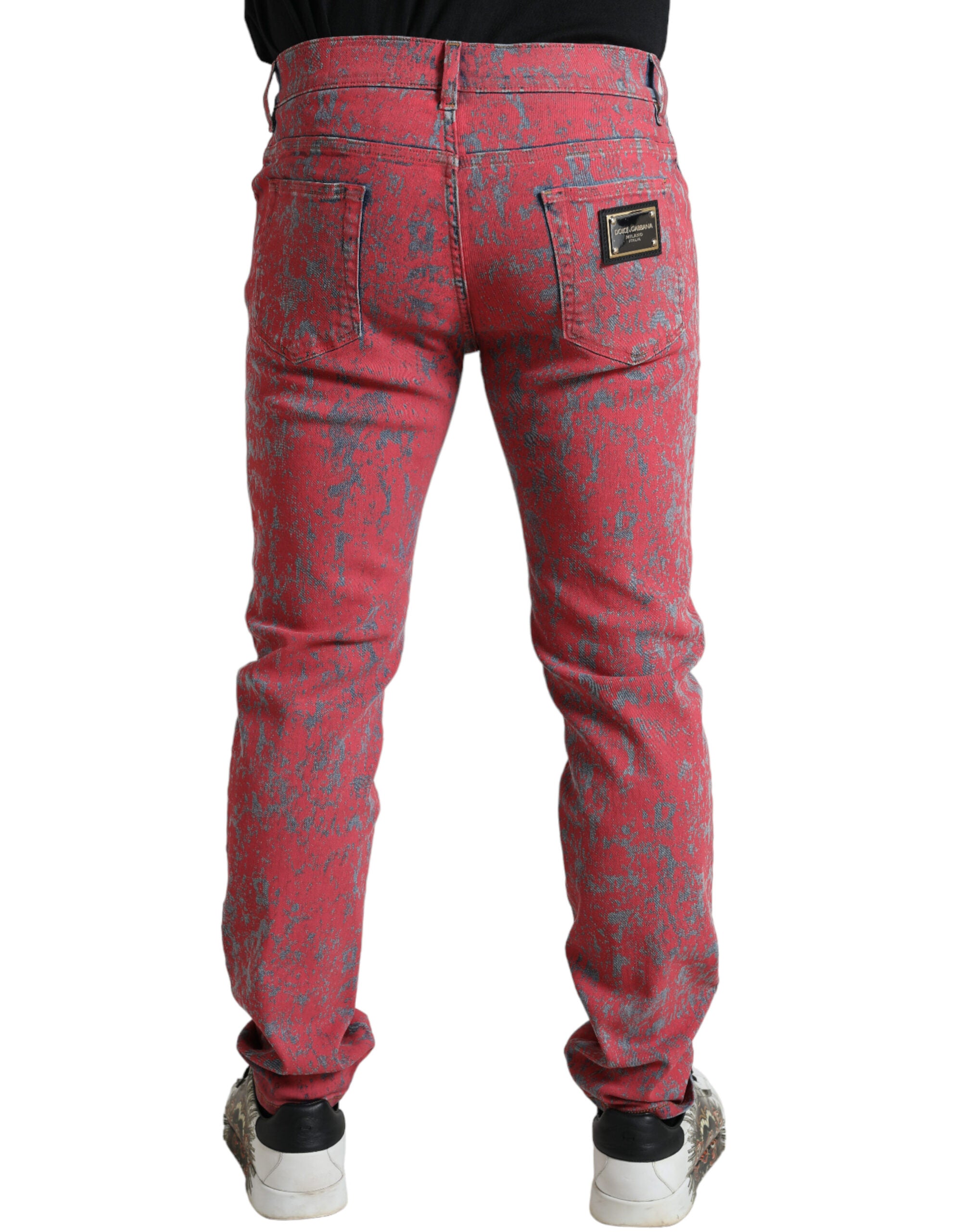 Dolce &amp; Gabbana Red Tie Dye Skinny Denim Jeans