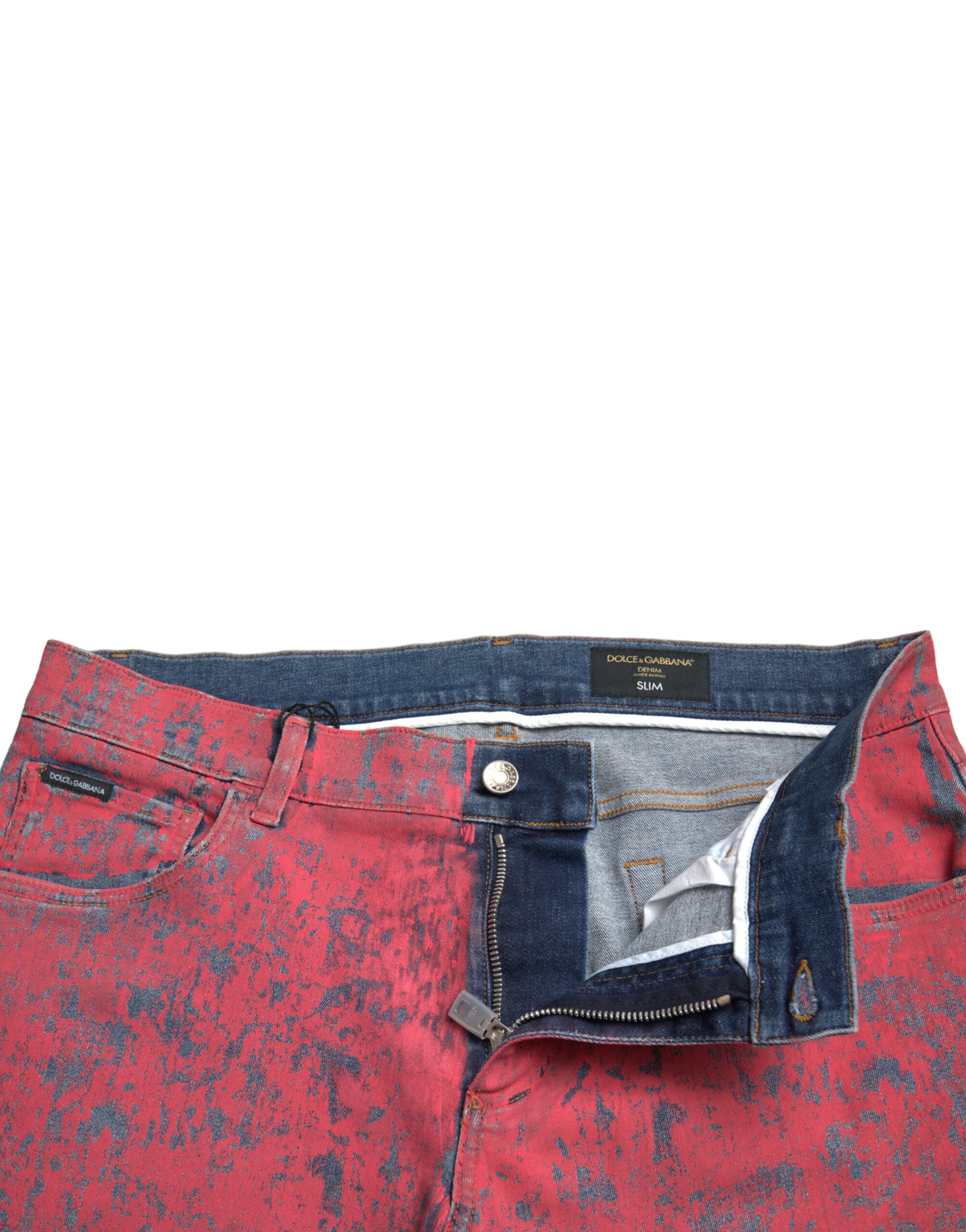 Dolce &amp; Gabbana Red Tie Dye Skinny Denim Jeans