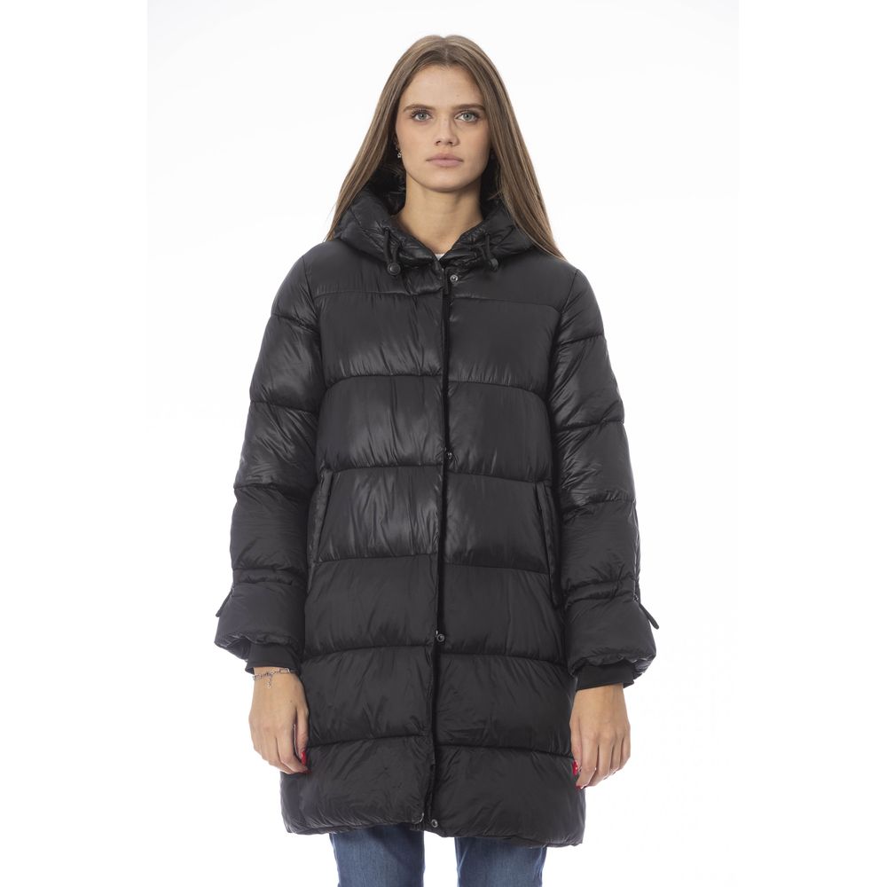 Baldinini Trend Chic Long Down Jacket με λεπτομέρεια Monogram