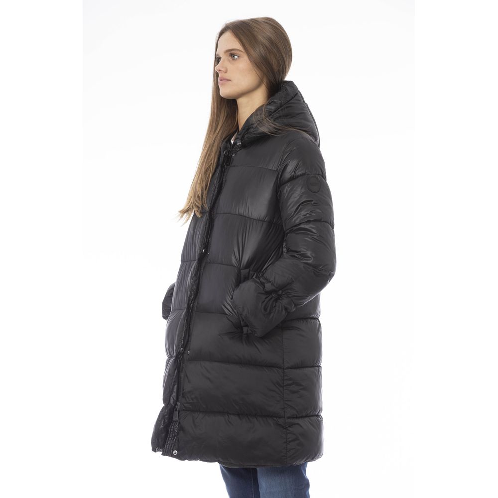 Baldinini Trend Chic Long Down Jacket με λεπτομέρεια Monogram