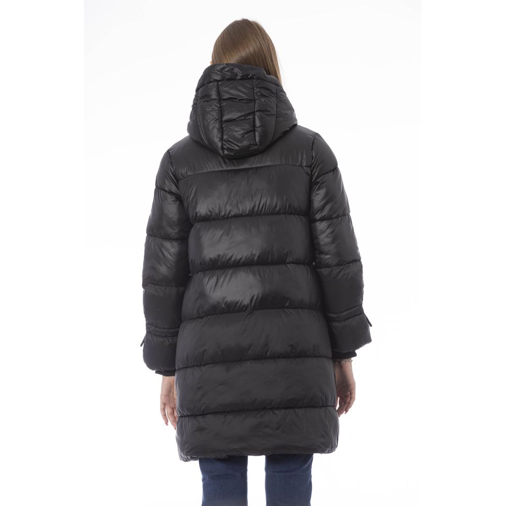 Baldinini Trend Chic Long Down Jacket με λεπτομέρεια Monogram