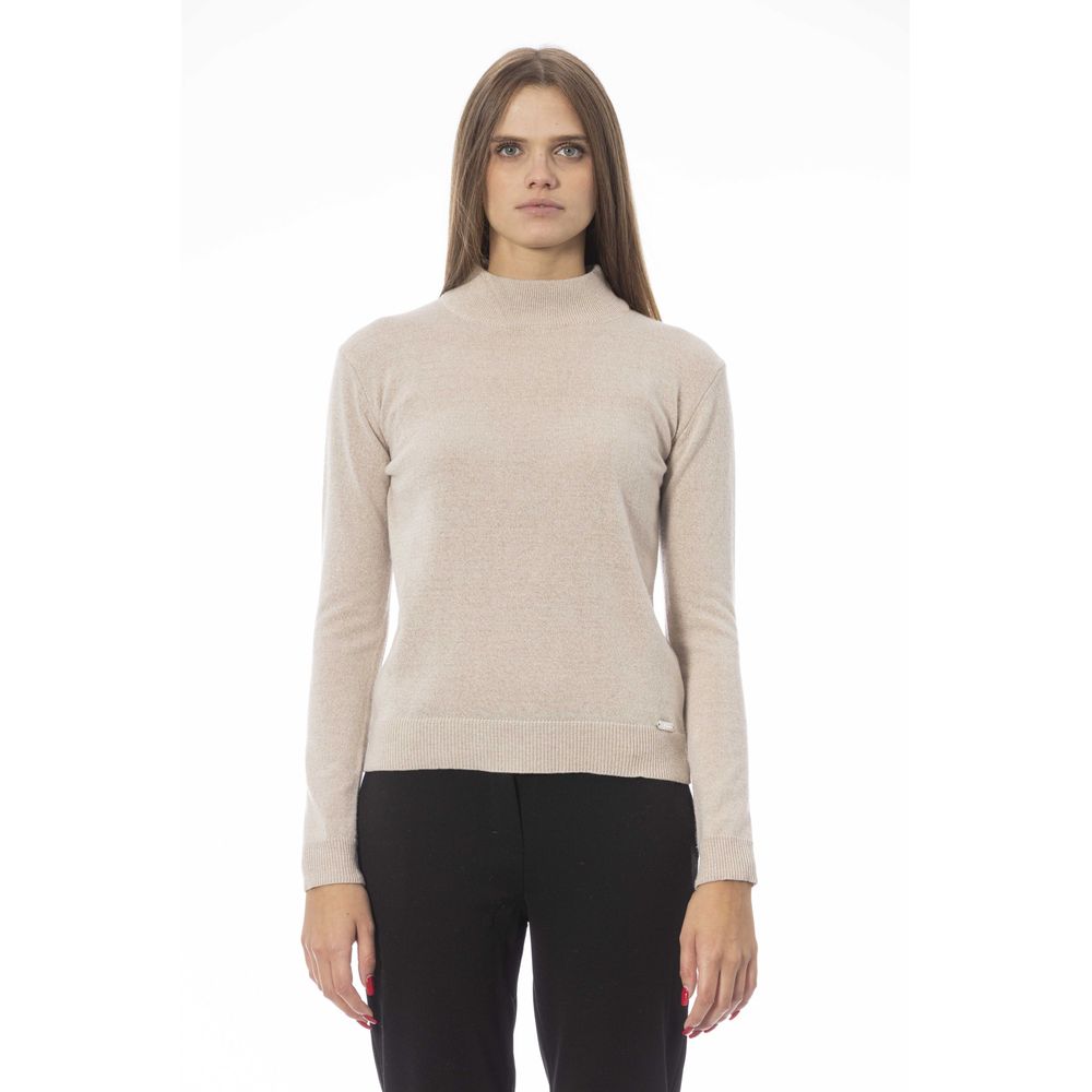 Πουλόβερ Baldinini Trend Chic Beige Turtleneck Cashmere Blend πουλόβερ